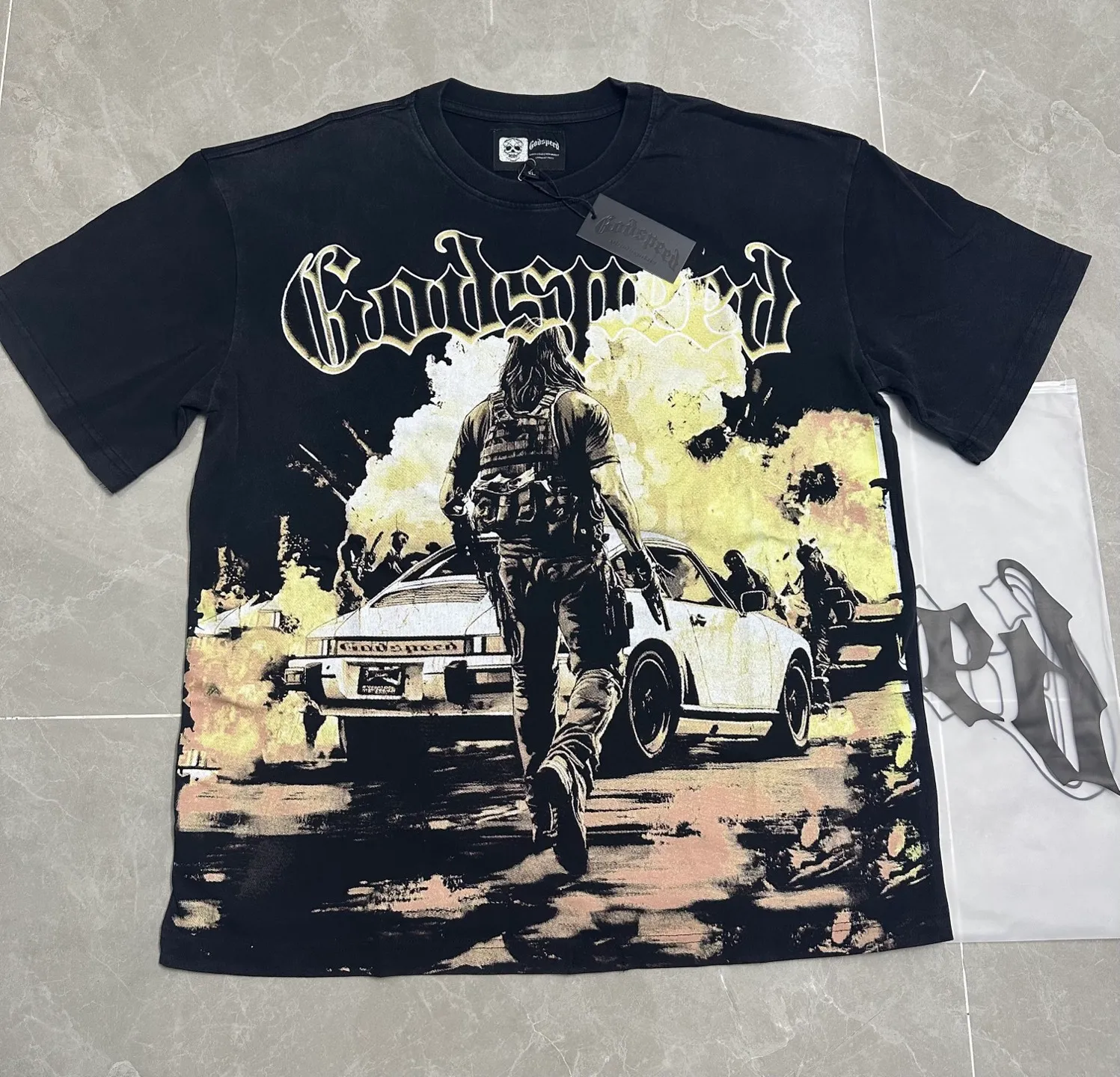 6137# Black I In Stock （ ） Godspeed Retro T（ ） （fabric）：32 Sizes（size）：S-M-L-XL （colour）： Black