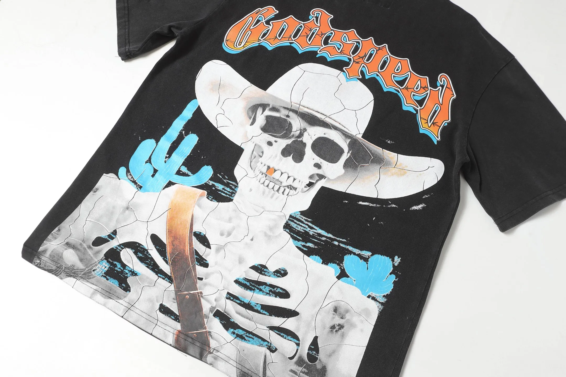 6008# Black｜ Godspeed Retro T（ ） （fabric）：32 Sizes（size）：S-M-L-XL （colour）： Black 👉