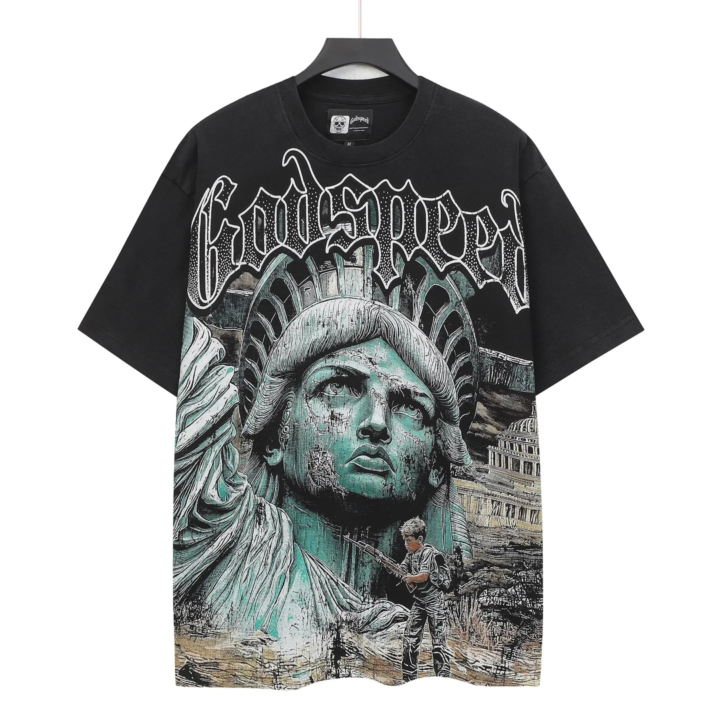 6133# Black I In Stock （ ） Godspeed Retro T（ ） （fabric）：32 Sizes（size）：S-M-L-XL （colour）： Black