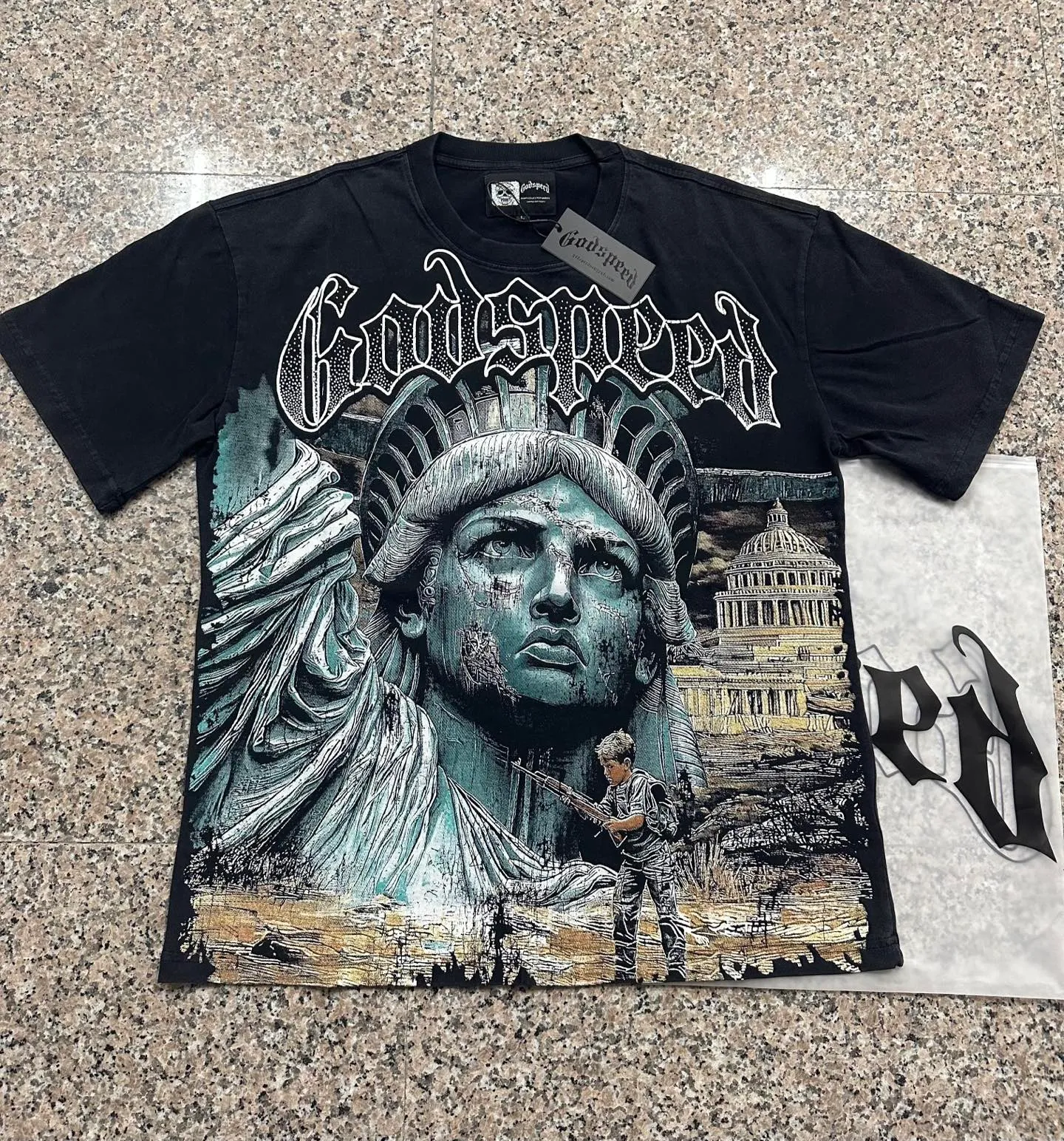 6133# Black I In Stock （ ） Godspeed Retro T（ ） （fabric）：32 Sizes（size）：S-M-L-XL （colour）： Black