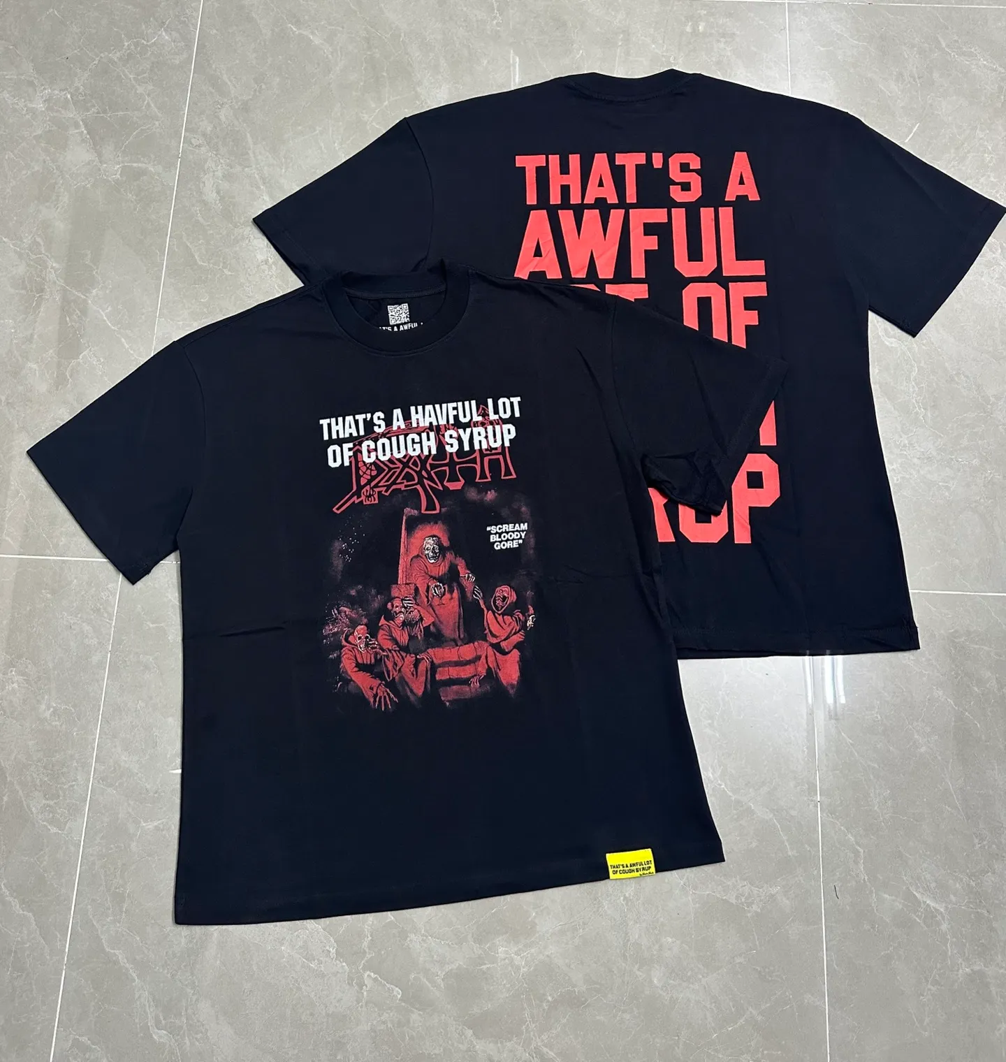 2217## Black （ ）｜ THAT'S A AWFUL LOT OF COUGH SYRUP In Stock T （fabric):32 Sizes（size）：S-M L X L （colour）： Black