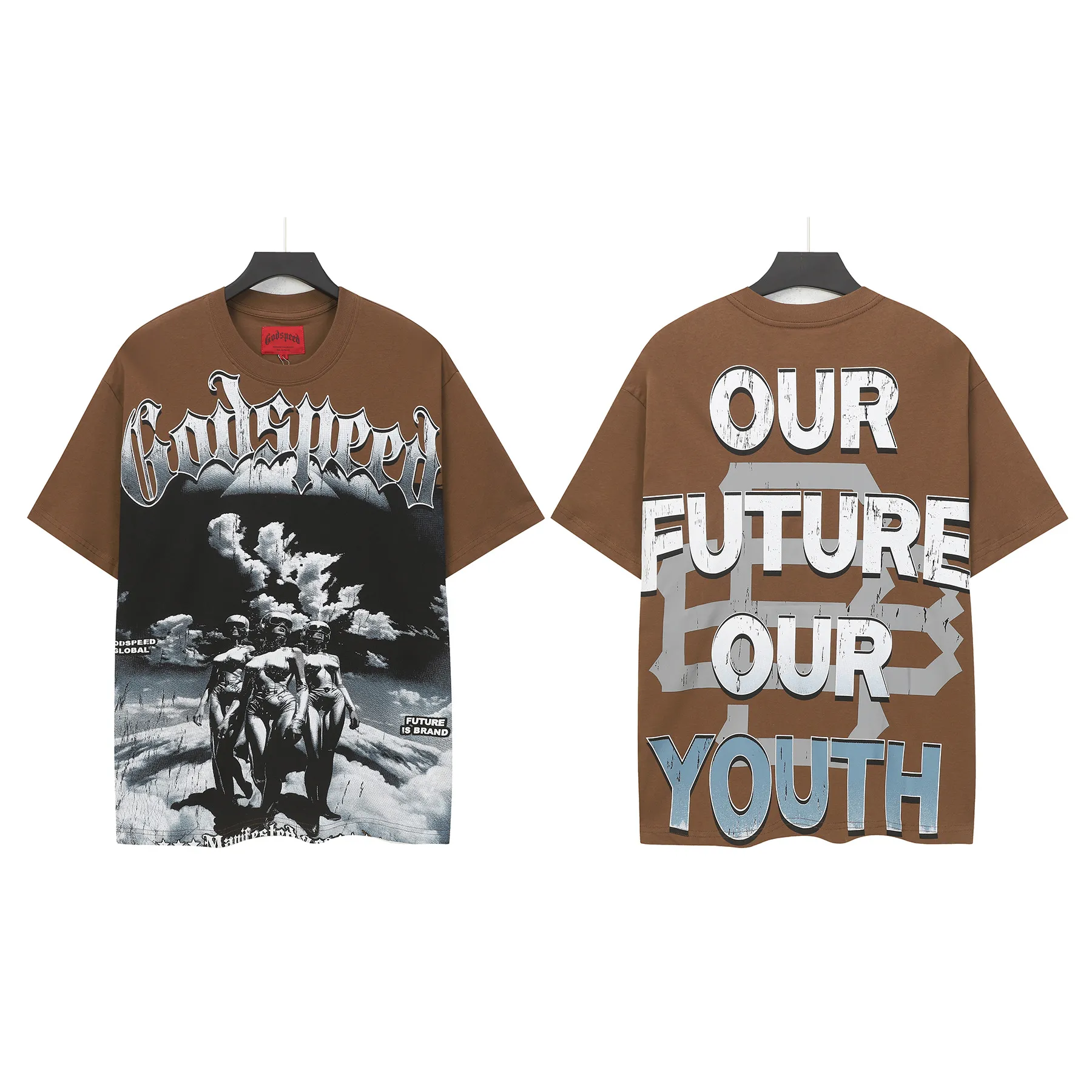 5302#Coffee Brown I Godspeed Retro T（ ） （fabric）：32 Sizes（size）：S-M-L-XL （colour）：Coffee Brown