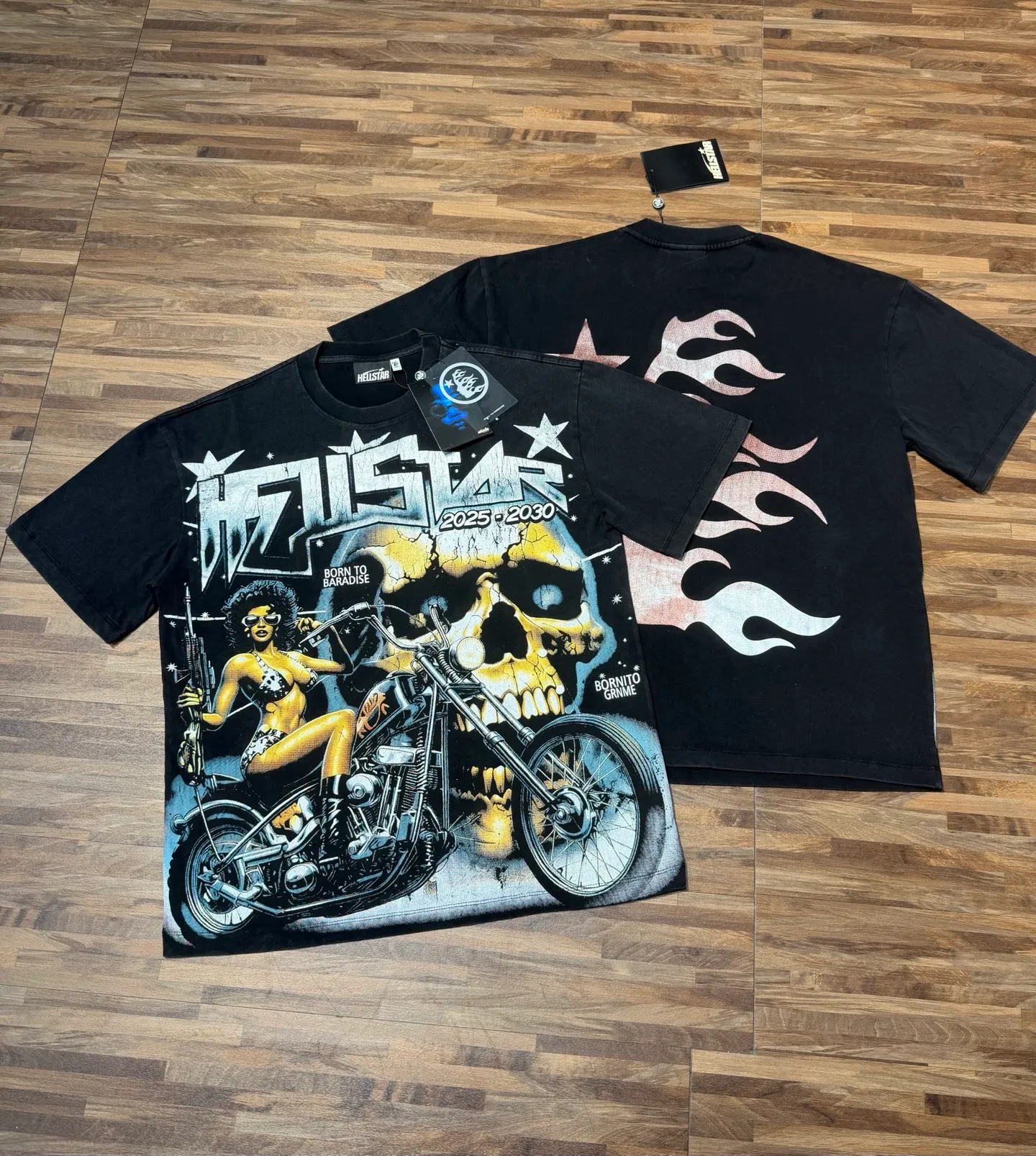 # Black｜ In Stock （Retro） Hellstar T （fabric):32 Sizes（size）：S-M L X L （colour）： Black