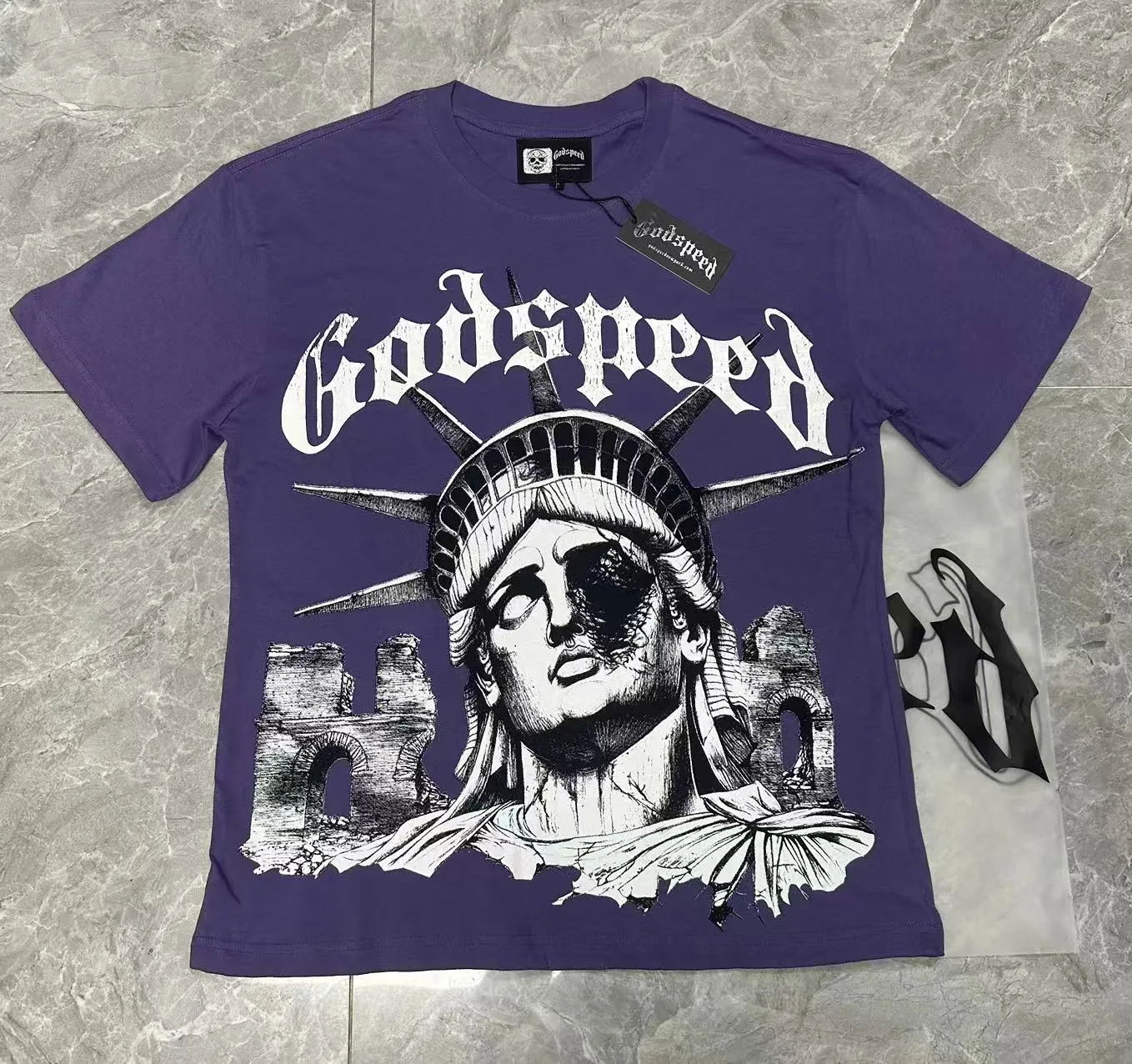 5086# / ｜ Godspeed Retro T（ ） （fabric）32 Sizes（size）：S-M-L-XL （colour）： / Purple 👉