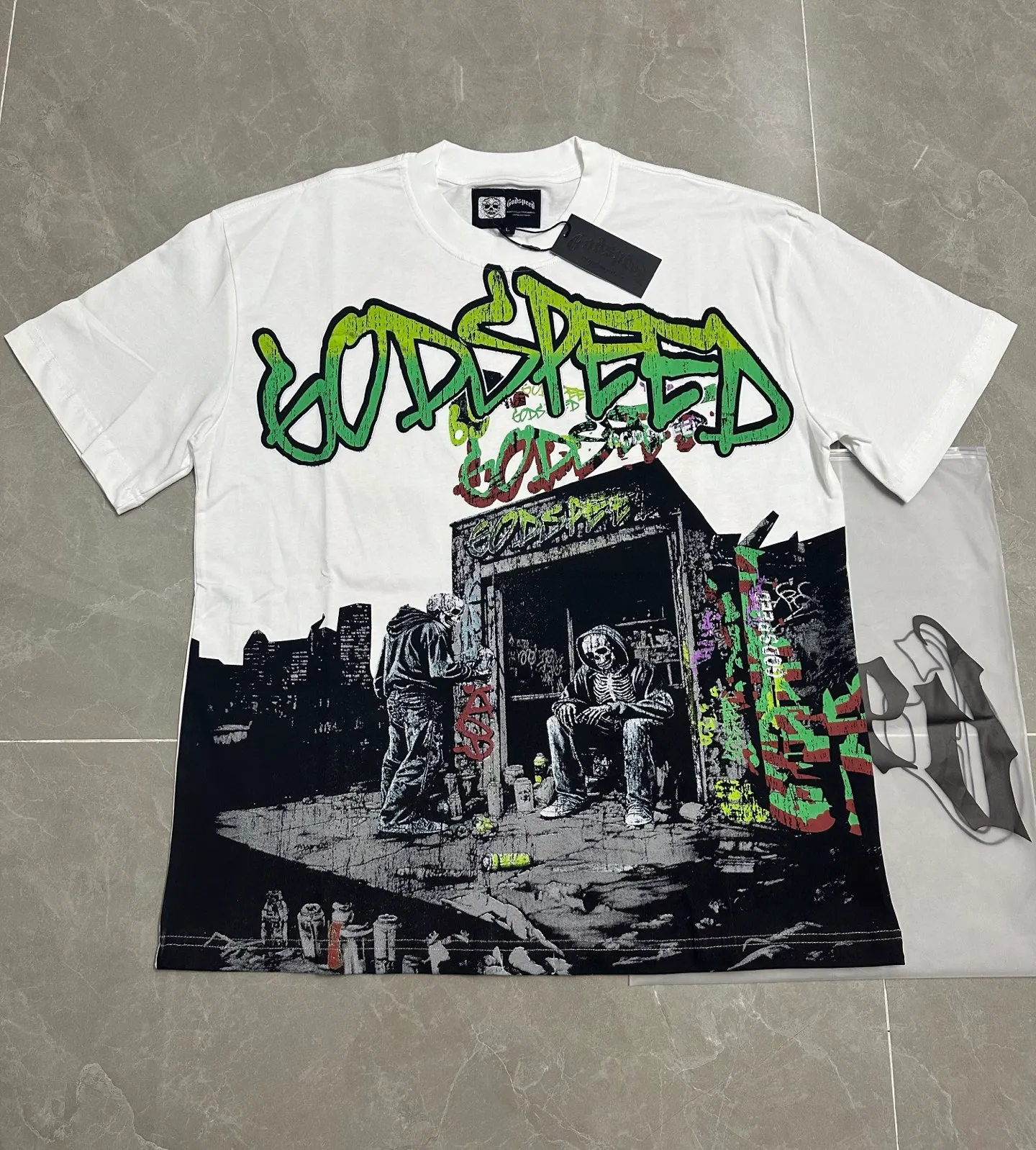 5318#White I Godspeed Retro T（ ） （fabric）：32 Sizes（size）：S-M-L-XL （colour）：White