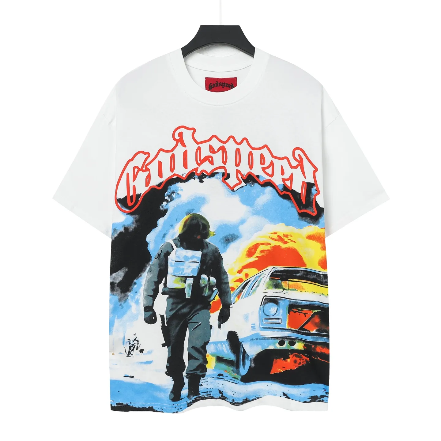 5028#White｜ Godspeed Retro T（ ） （fabric）：32 Sizes（size）：S-M-L-XL （colour）：White 👉