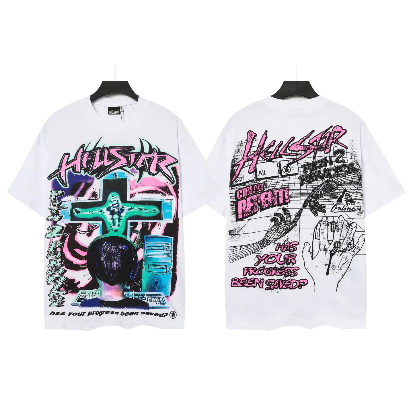 #White/Black ｜ In Stock Hellstar 、 T （fabric):32 Sizes（size）：S-M L X L （colour）：White、Black