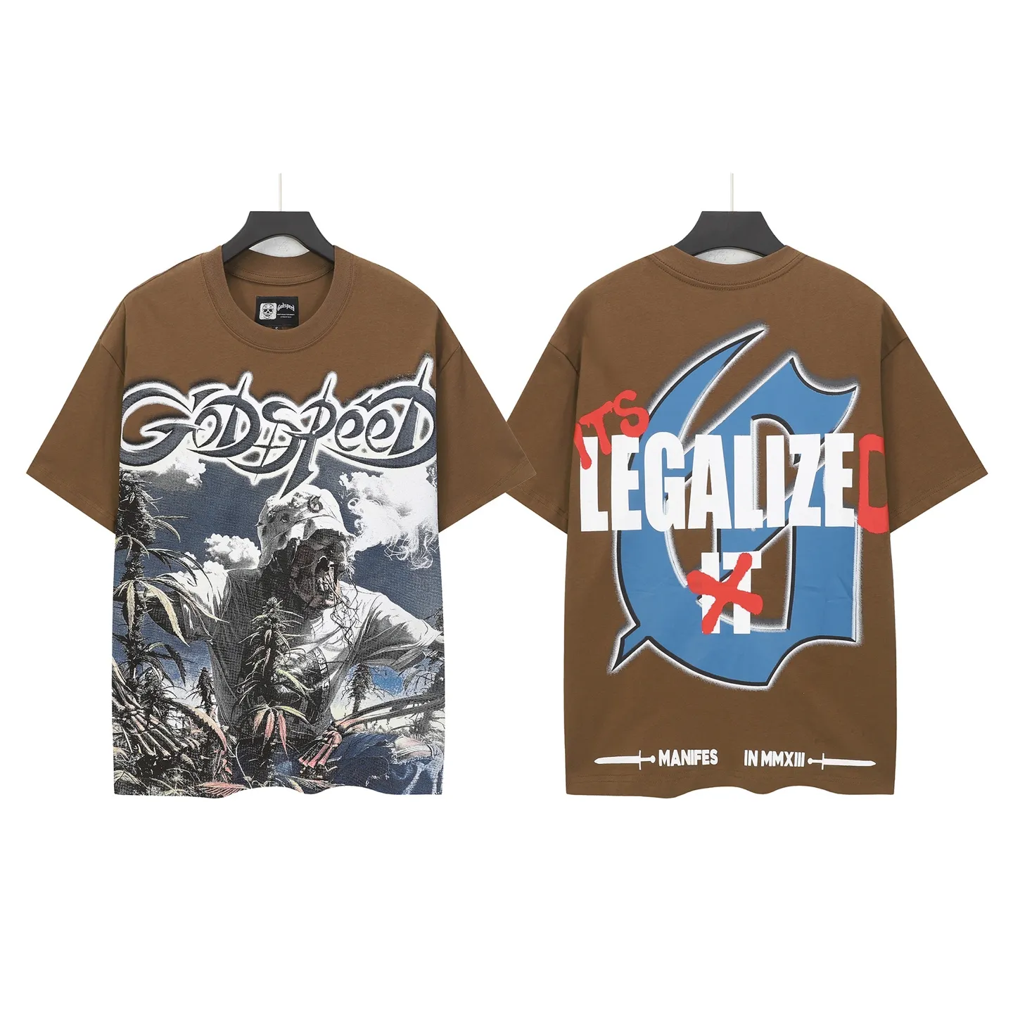 5100#Coffee Brown / / Yellow I Godspeed Retro T（ ） （fabric）32 Sizes（size）：S-M-L-XL （colour）：Coffee Brown / / Yellow 👉