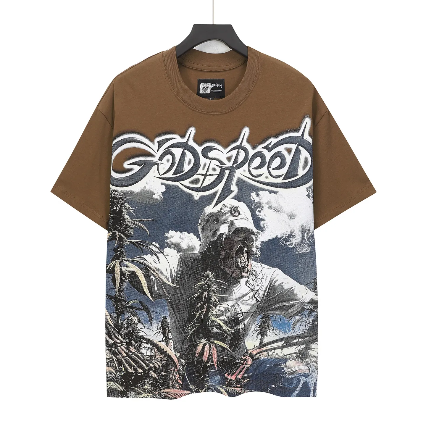 5100#Coffee Brown / / Yellow I Godspeed Retro T（ ） （fabric）32 Sizes（size）：S-M-L-XL （colour）：Coffee Brown / / Yellow 👉
