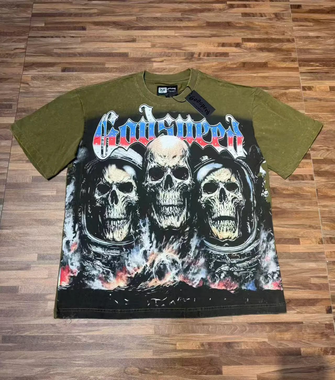 6159# Green Black I In Stock （new） Godspeed Retro T（ ） （fabric）：32 Sizes（size）：S-M-L-XL （colour）： Green/ Black 👉 👉