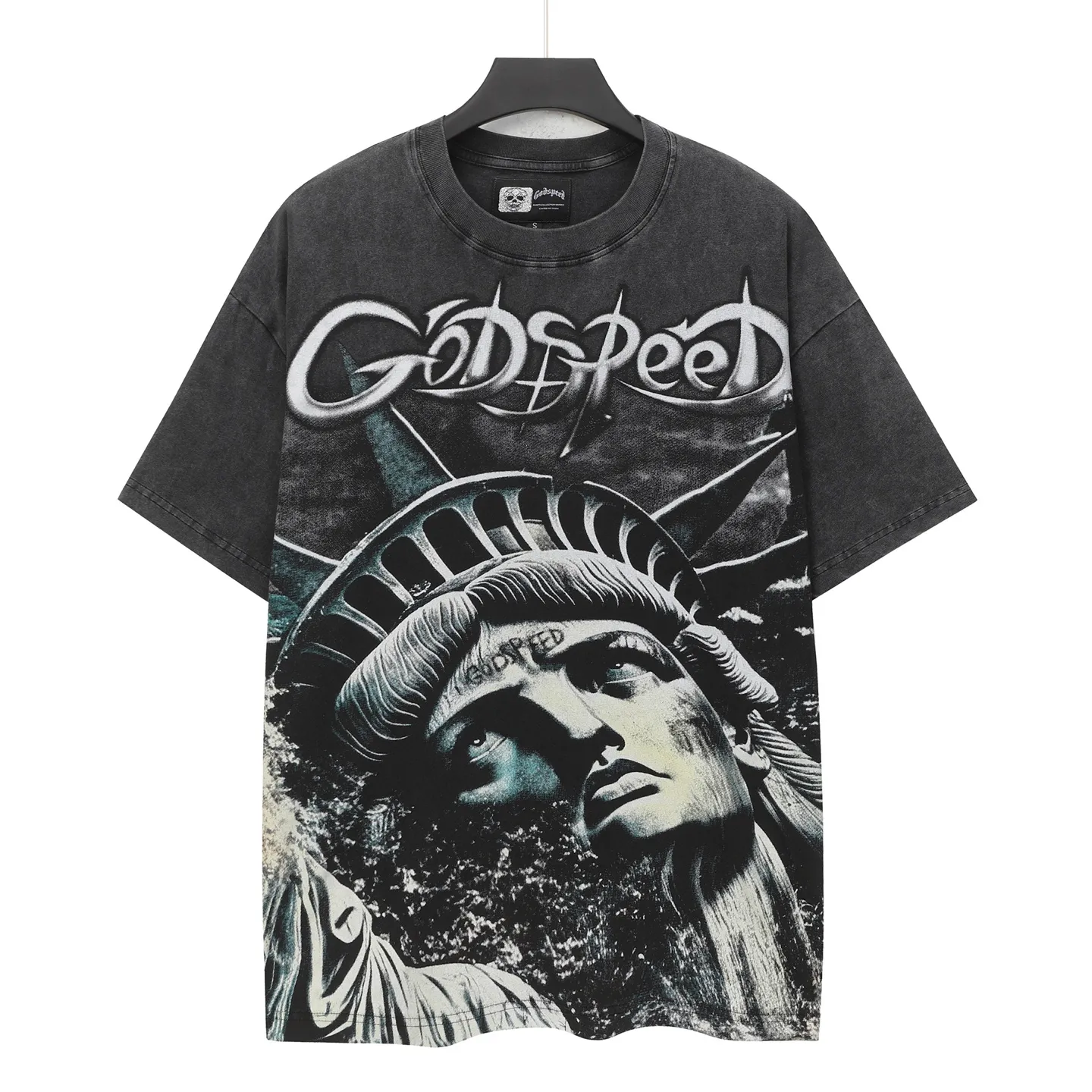 6322# Black ｜ In Stock （new） Godspeed Retro T（ ） （fabric）：32 Sizes（size）：S-M-L-XL （colour）： Black