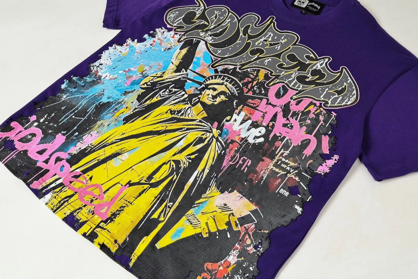 5160#Coffee Brown /Purple Godspeed Retro T（ ） （fabric）：32 Sizes（size）：S-M-L-XL （colour）：Coffee Brown /Purple 👉