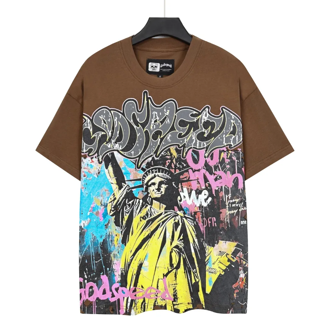 5160#Coffee Brown /Purple Godspeed Retro T（ ） （fabric）：32 Sizes（size）：S-M-L-XL （colour）：Coffee Brown /Purple 👉