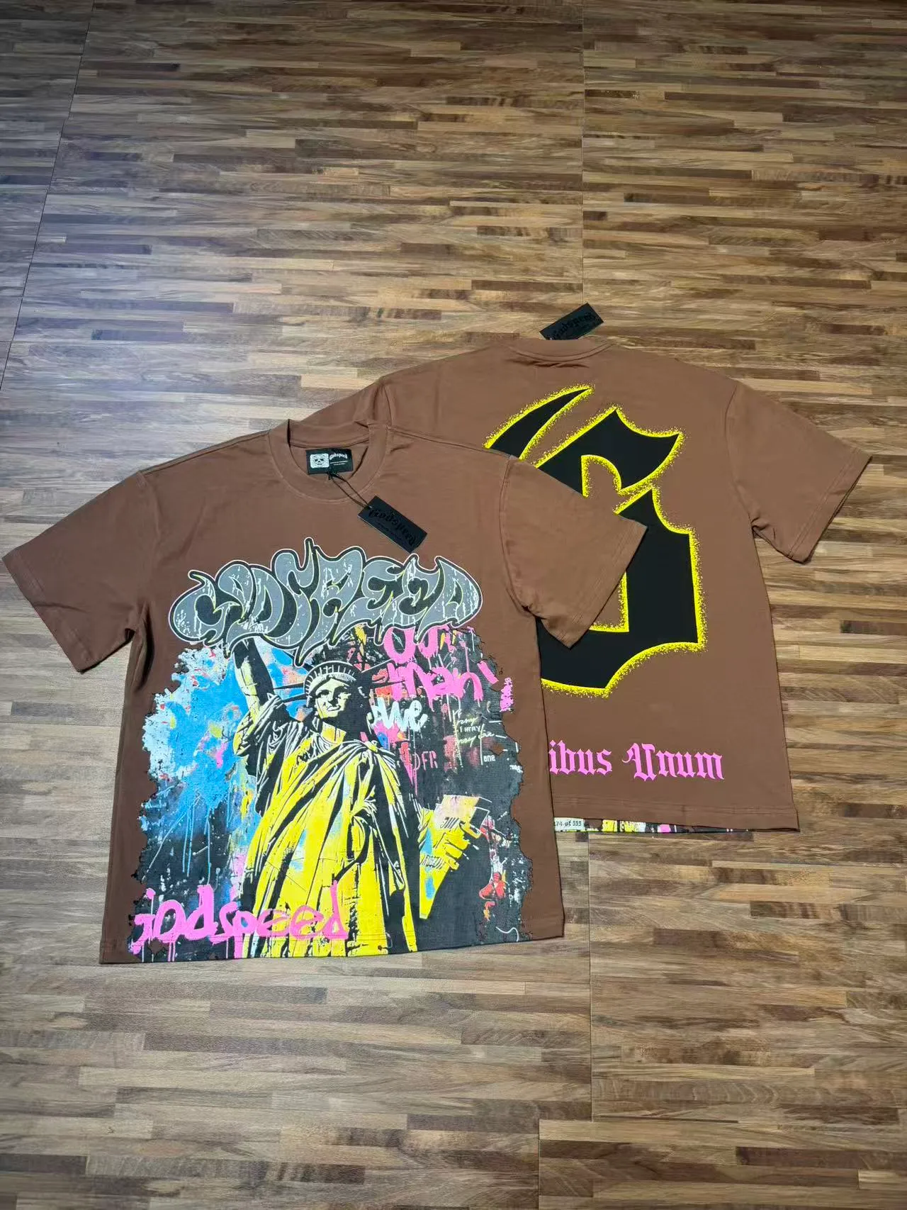 5160#Coffee Brown /Purple Godspeed Retro T（ ） （fabric）：32 Sizes（size）：S-M-L-XL （colour）：Coffee Brown /Purple 👉