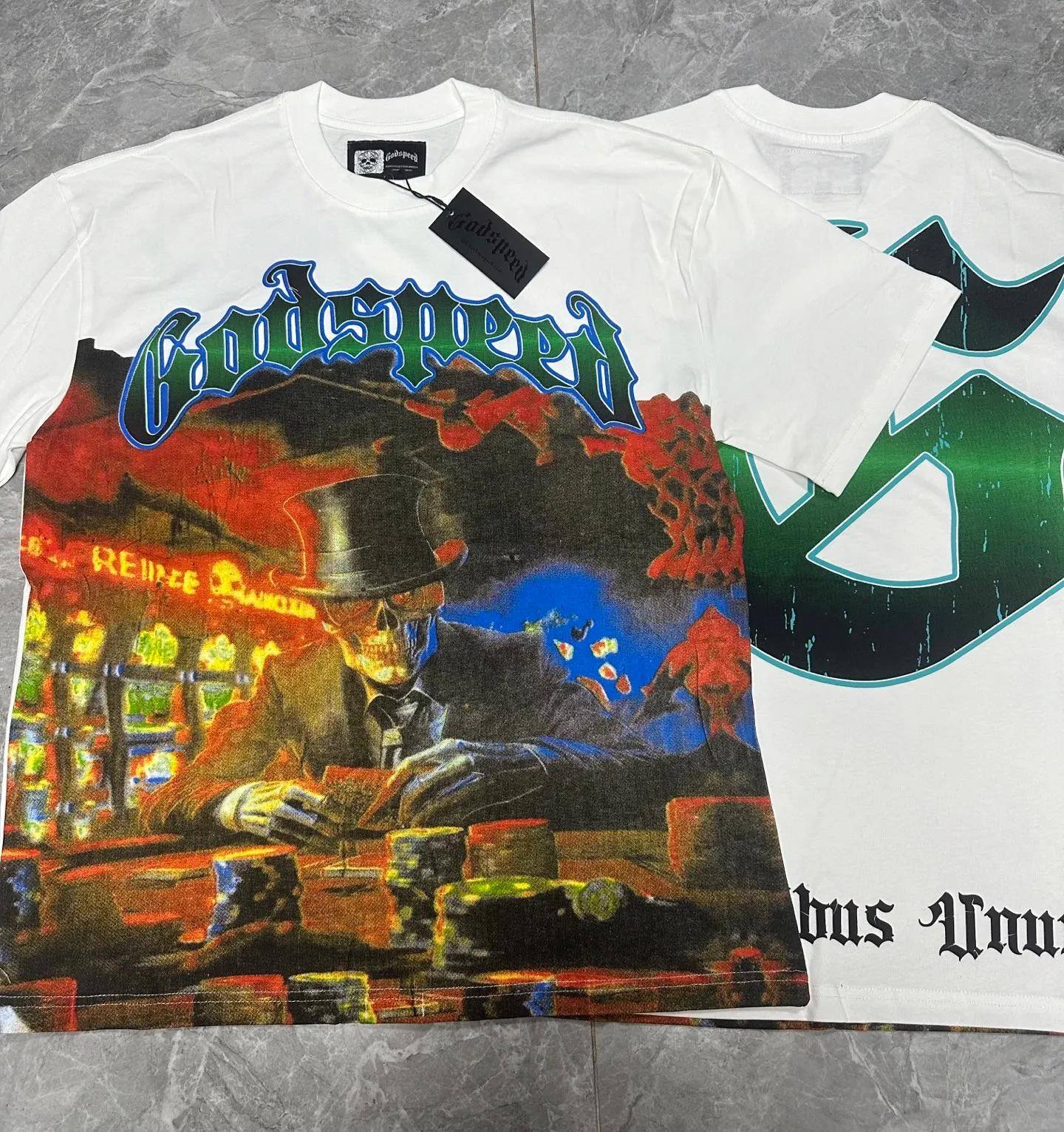 5060#White Godspeed Retro T（ ） （fabric）：32 Sizes（size）：S-M-L-XL （colour）：White