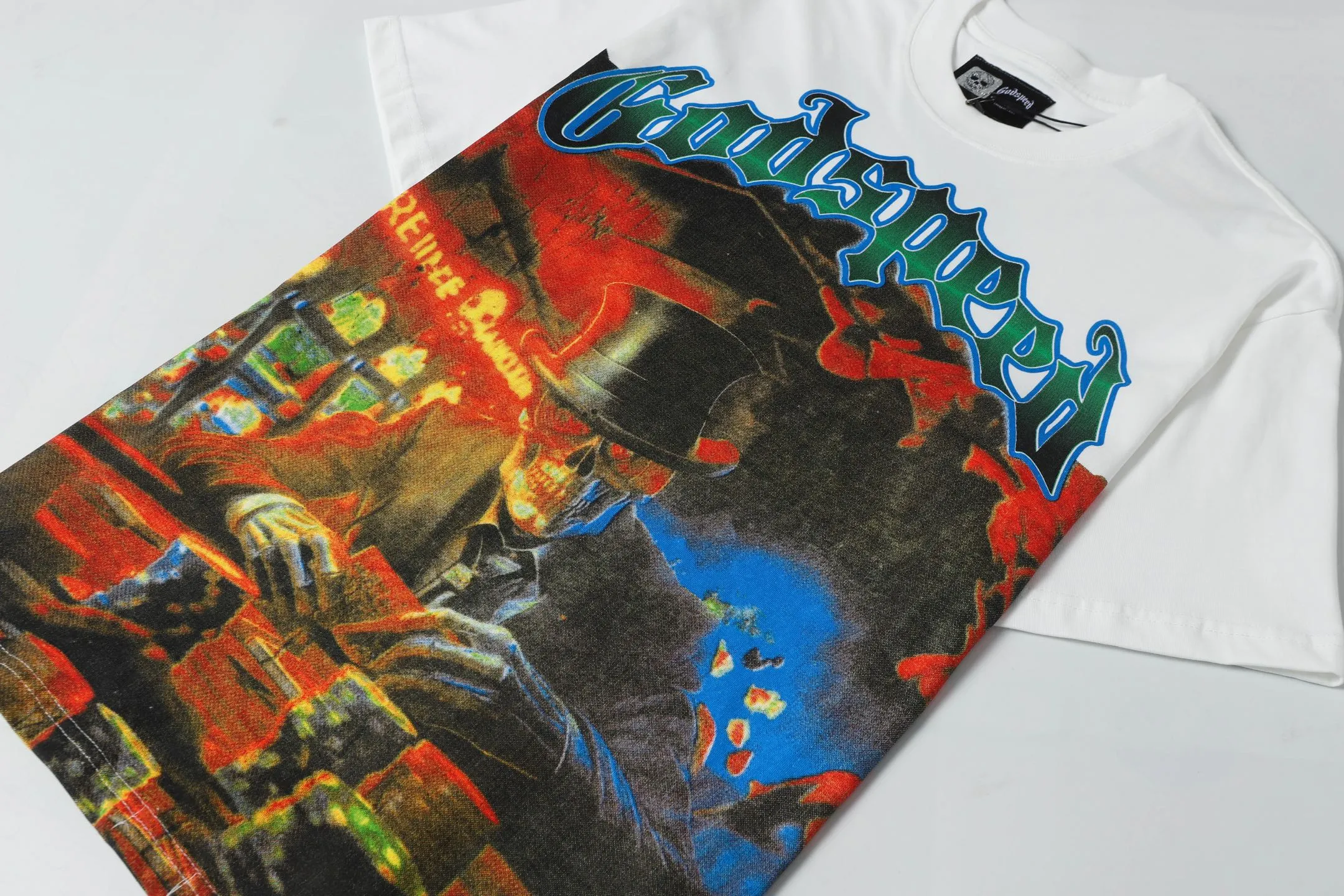 5060#White Godspeed Retro T（ ） （fabric）：32 Sizes（size）：S-M-L-XL （colour）：White
