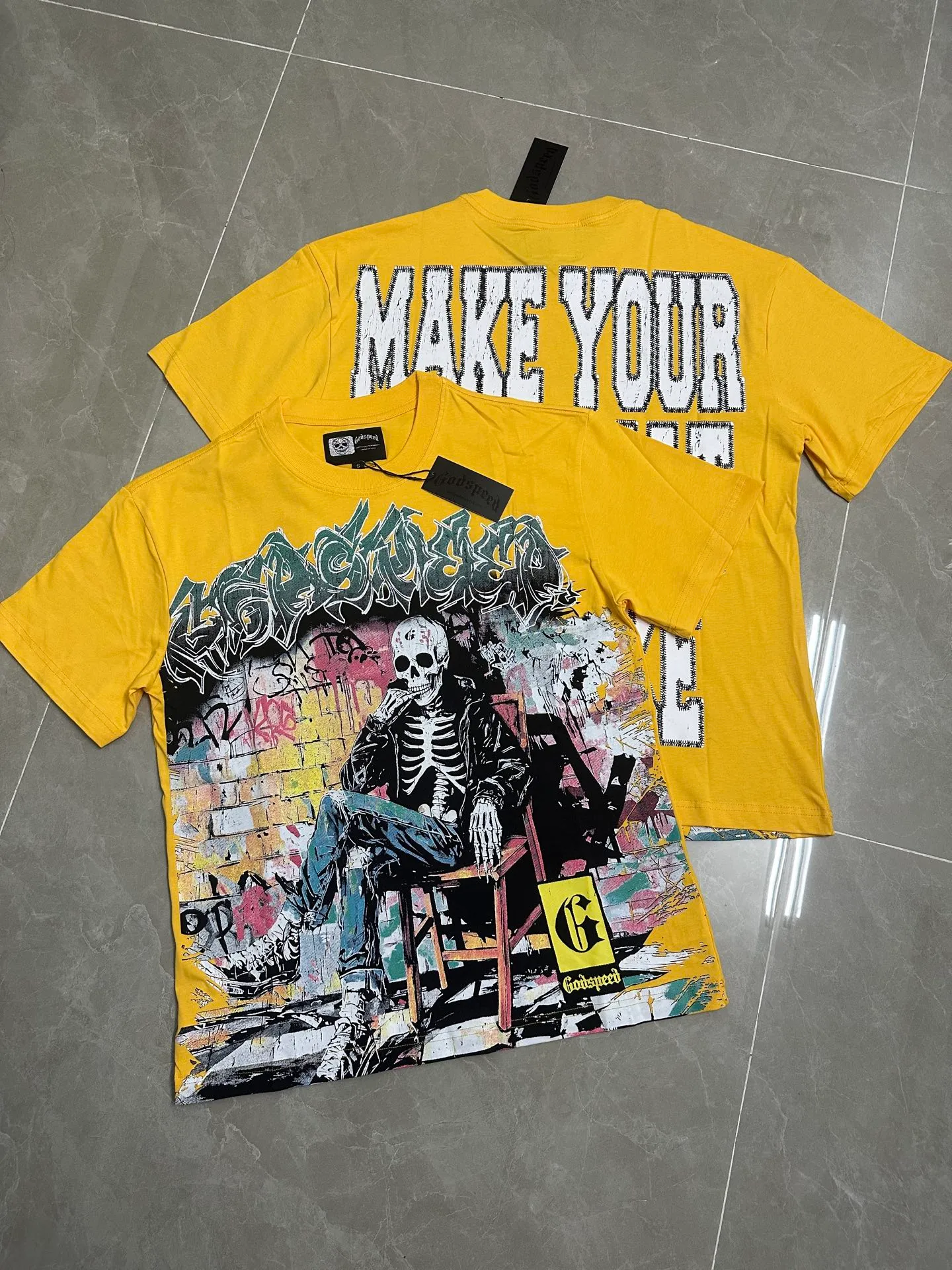 5132#Yellow I In Stock （ New Arrival） Godspeed Retro T（ ） （fabric）：32 Sizes（size）：S-M-L-XL （colour）：Yellow