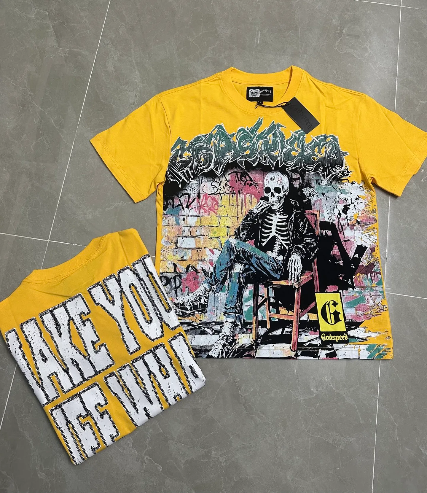 5132#Yellow I In Stock （ New Arrival） Godspeed Retro T（ ） （fabric）：32 Sizes（size）：S-M-L-XL （colour）：Yellow