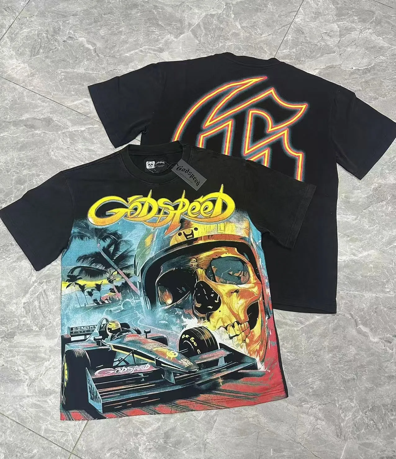 6095# I . Godspeed Retro T（ ） （fabric）：32 Sizes（size）：S-M-L-XL （colour）： Black 👉 👉 👉