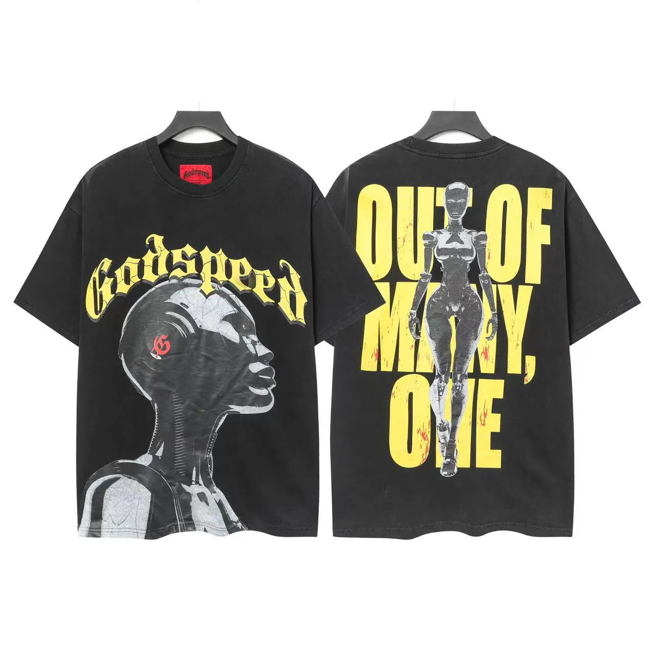 6007# Black｜ Godspeed Retro T（ ） （fabric）：32 Sizes（size）：S-M-L-XL （colour）： Black 👉 👉