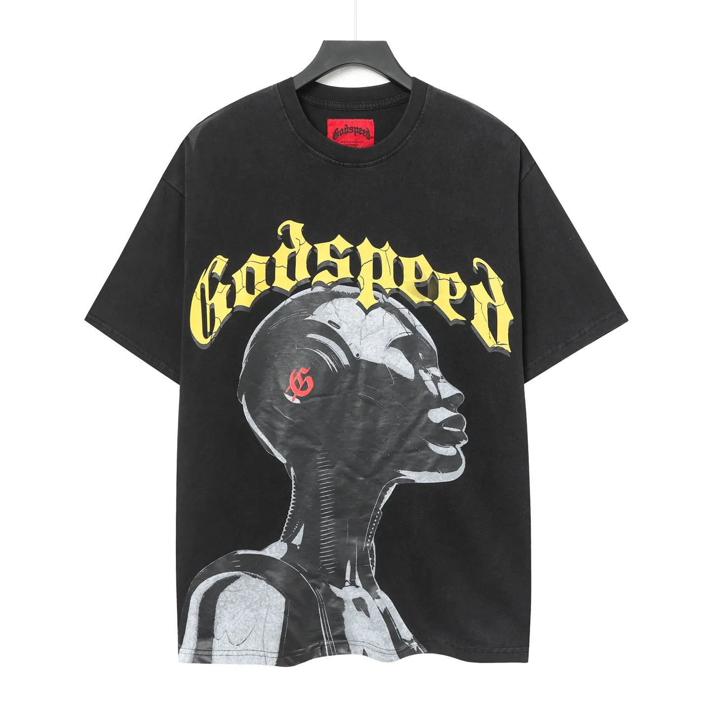 6007# Black｜ Godspeed Retro T（ ） （fabric）：32 Sizes（size）：S-M-L-XL （colour）： Black 👉 👉