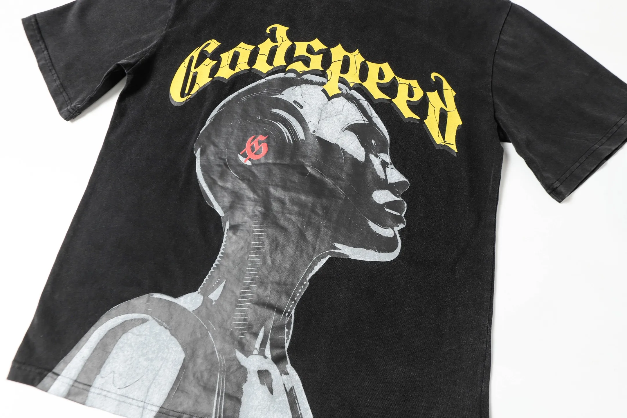 6007# Black｜ Godspeed Retro T（ ） （fabric）：32 Sizes（size）：S-M-L-XL （colour）： Black 👉 👉