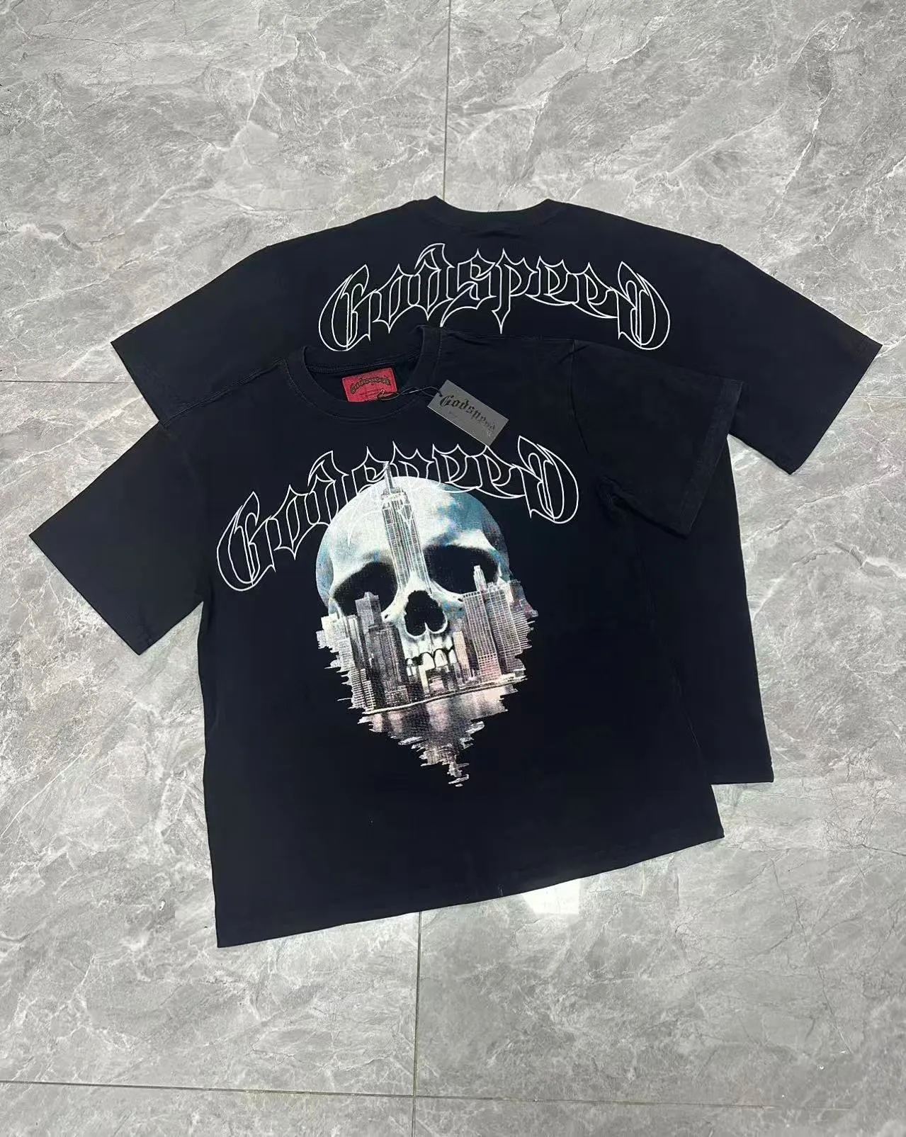 6087# I Godspeed Retro T（ ） （fabric）：32 Sizes（size）：S-M-L-XL （colour）： Black 👉 👉