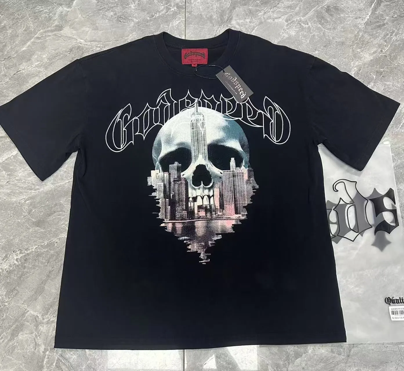 6087# I Godspeed Retro T（ ） （fabric）：32 Sizes（size）：S-M-L-XL （colour）： Black 👉 👉