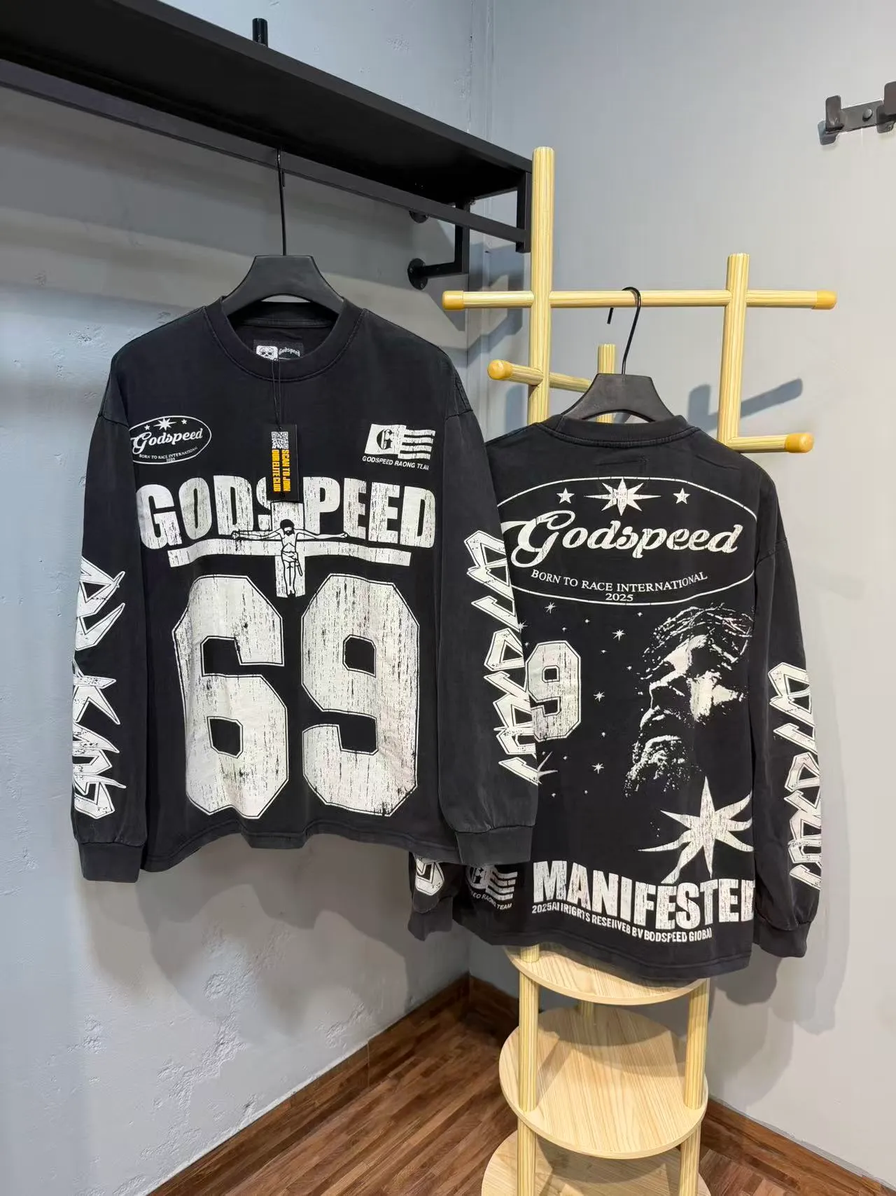 G # Black I Godspeed Retro T （ ） （fabric）： 26 Sizes（size）：S-M-L-XL （colour）： Black 👉