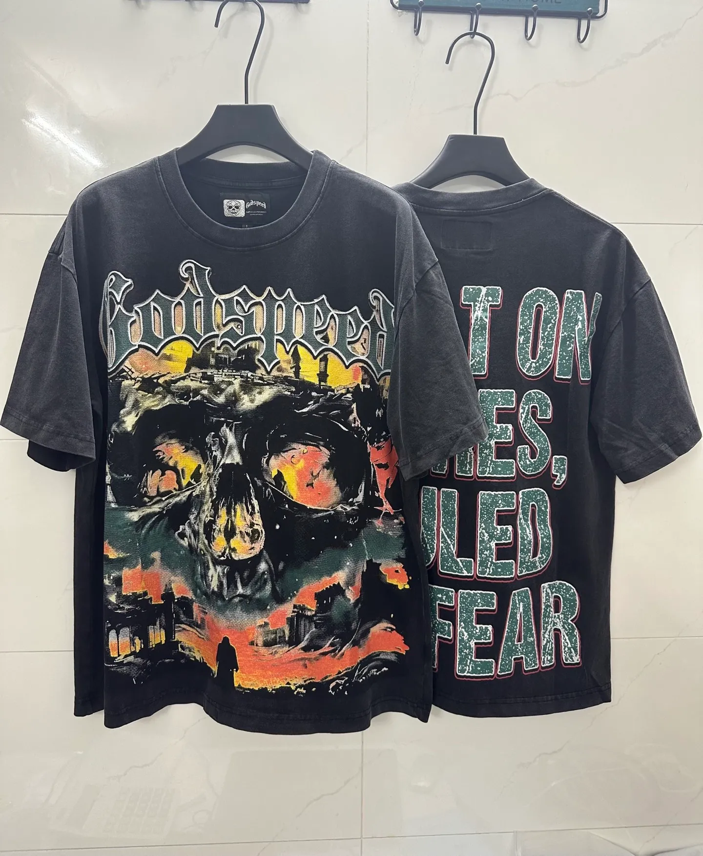 6157# Black ｜ In Stock （new） Godspeed Retro T（ ） （fabric）：32 Sizes（size）：S-M-L-XL （colour）： Black 👉