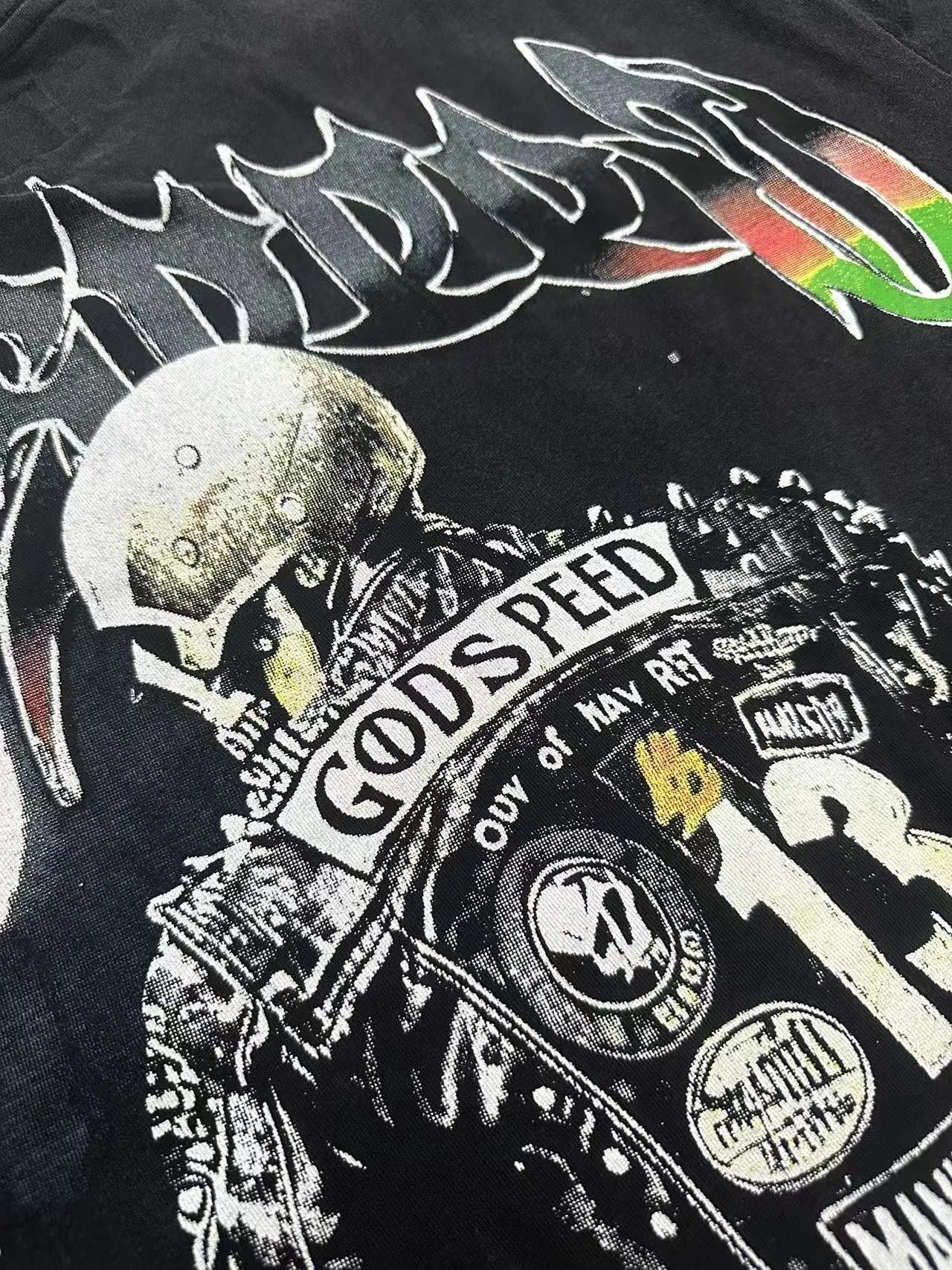 6107# Black I Godspeed Retro T（ ） （fabric）： Black、Blue：32 Sizes（size）：S-M-L-XL （colour）： Black、