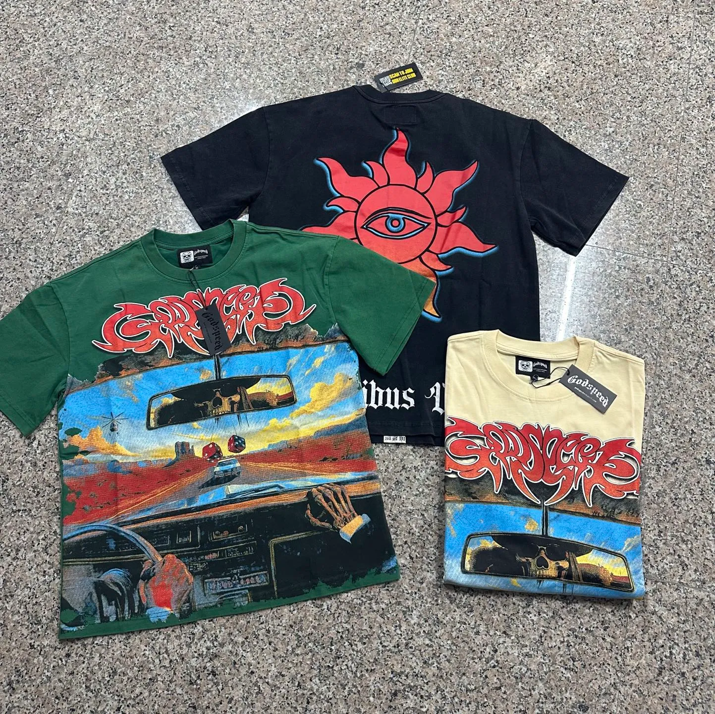 6311# Green Black I In Stock （ ） Godspeed Retro T（ ） （fabric）：32 Sizes（size）：S-M-L-XL （colour）： Black