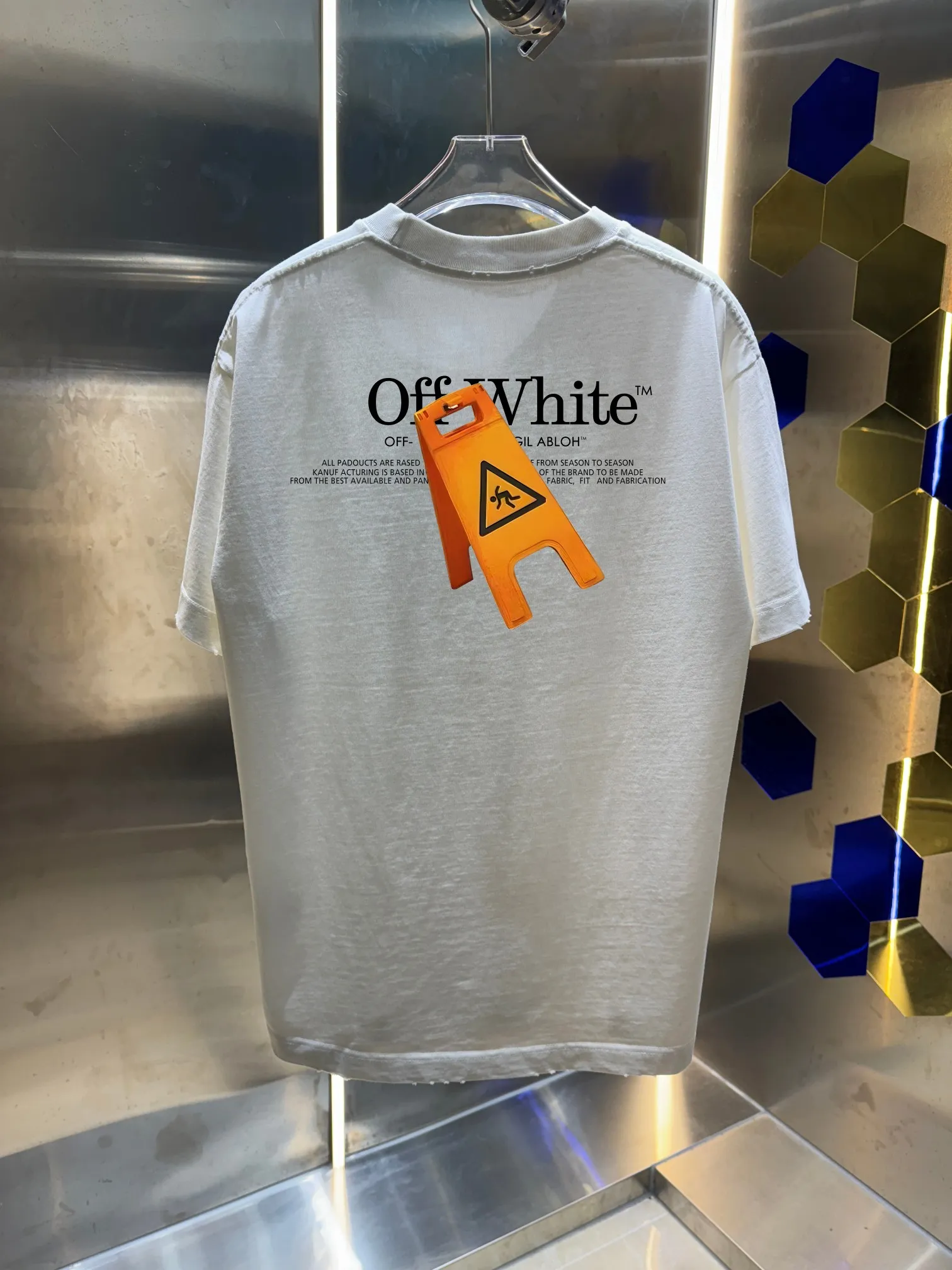 OFF-white/2026 Spring/Summer New Arrival Washed and worn 320g round neck short-sleeved tee, same style loose version for men and women, hangtag, collar label, wash mark, complete with three labels Color: Washed black, Washed white, Washed gray, Brown Size: S M L XL XXL