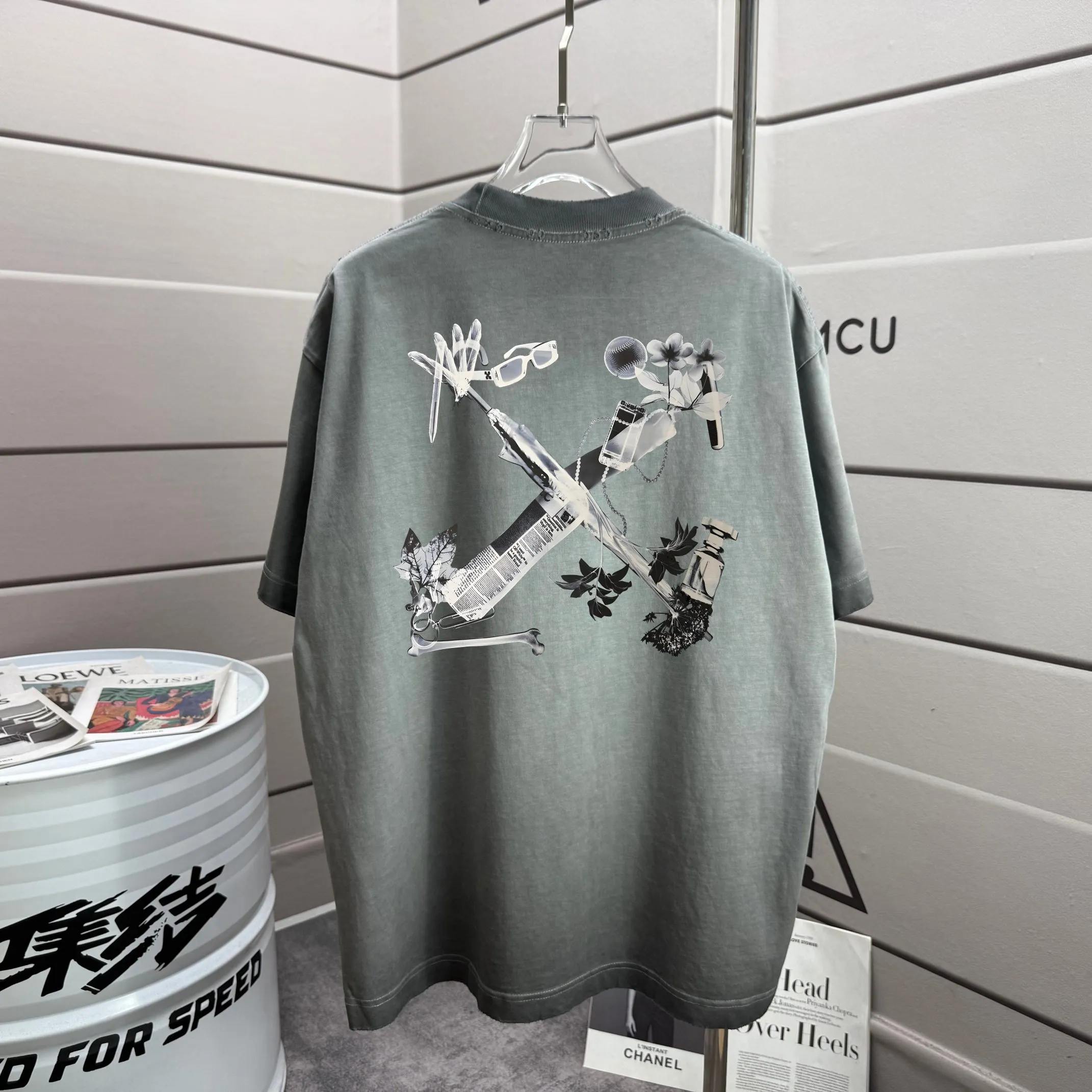 # OFF 2026 Spring and Summer New Arrival Washed and worn 320g round neck short-sleeved tee for men and women Same Style loose version Color: Washed black Washed white Washed gray Brown Size: S M L XL XXL Size: S (90-130 pounds) M (120-150 pounds) L (140-165 pounds) (180-210 pounds)