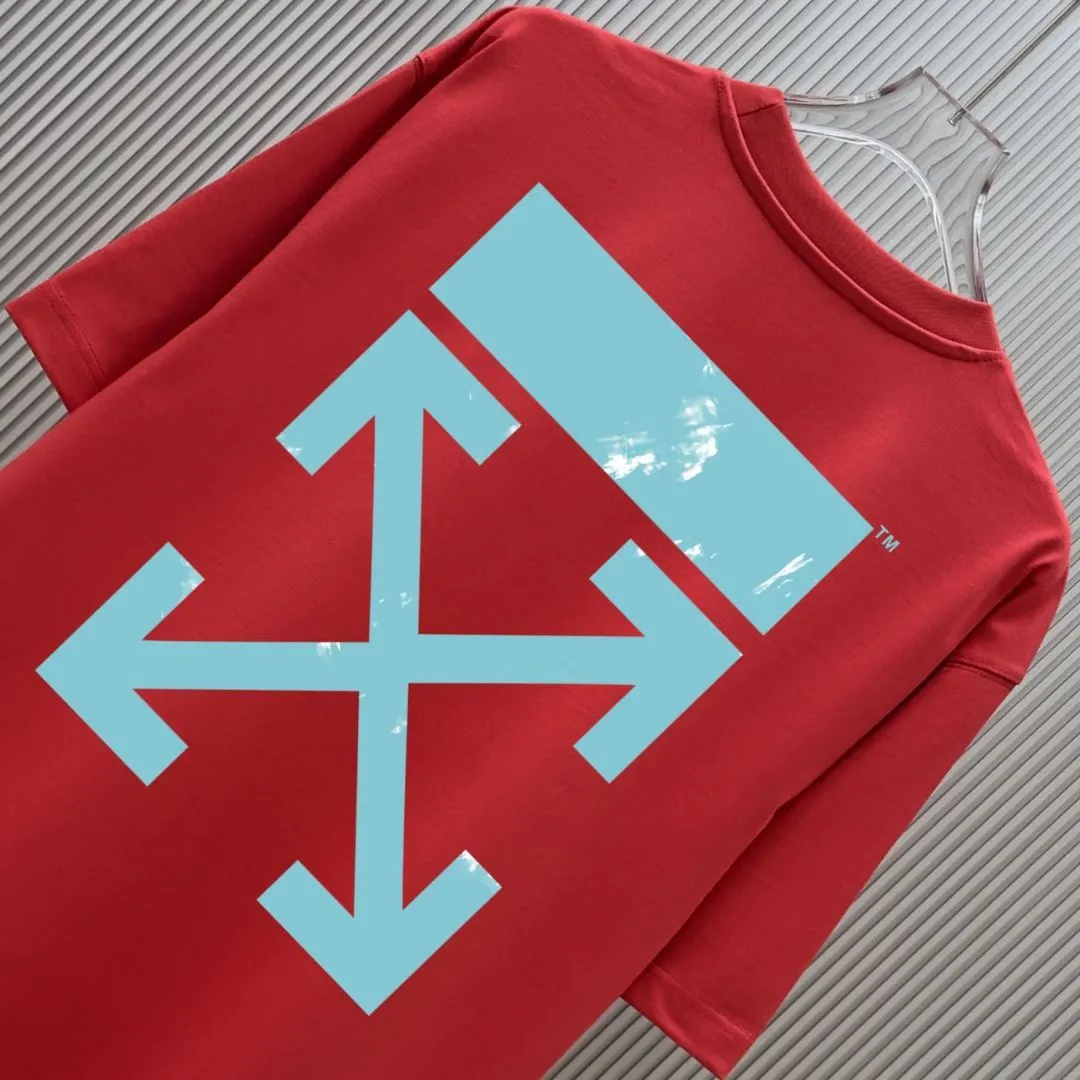 85💰 (Strictly control Quality) Style: off-white short-sleeved T-shirt Fabric: 300g double yarn 100% cotton Rib: 320g Sorona 1*1 trendy brand Technology: Printing Color: White Pink Red Night Blue Orange Black Size: M-4XL No gender distinction Men and women Same Style