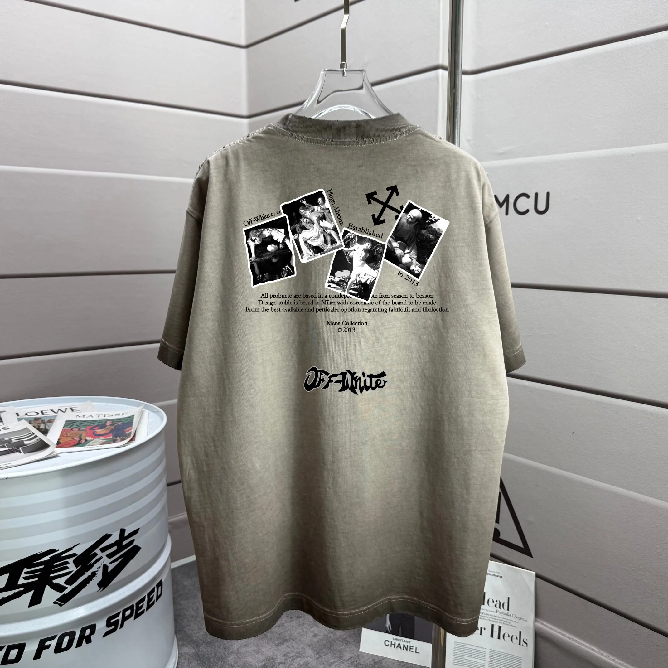 # OFF 2026 Spring and Summer New Arrival Washed and worn 320g round neck short-sleeved tee for men and women Same Style loose version Color: Washed black Washed white Washed gray Brown Size: S M L XL XXL Size: S (90-130 pounds) M (120-150 pounds) L (140-165 pounds) (180-210 pounds)