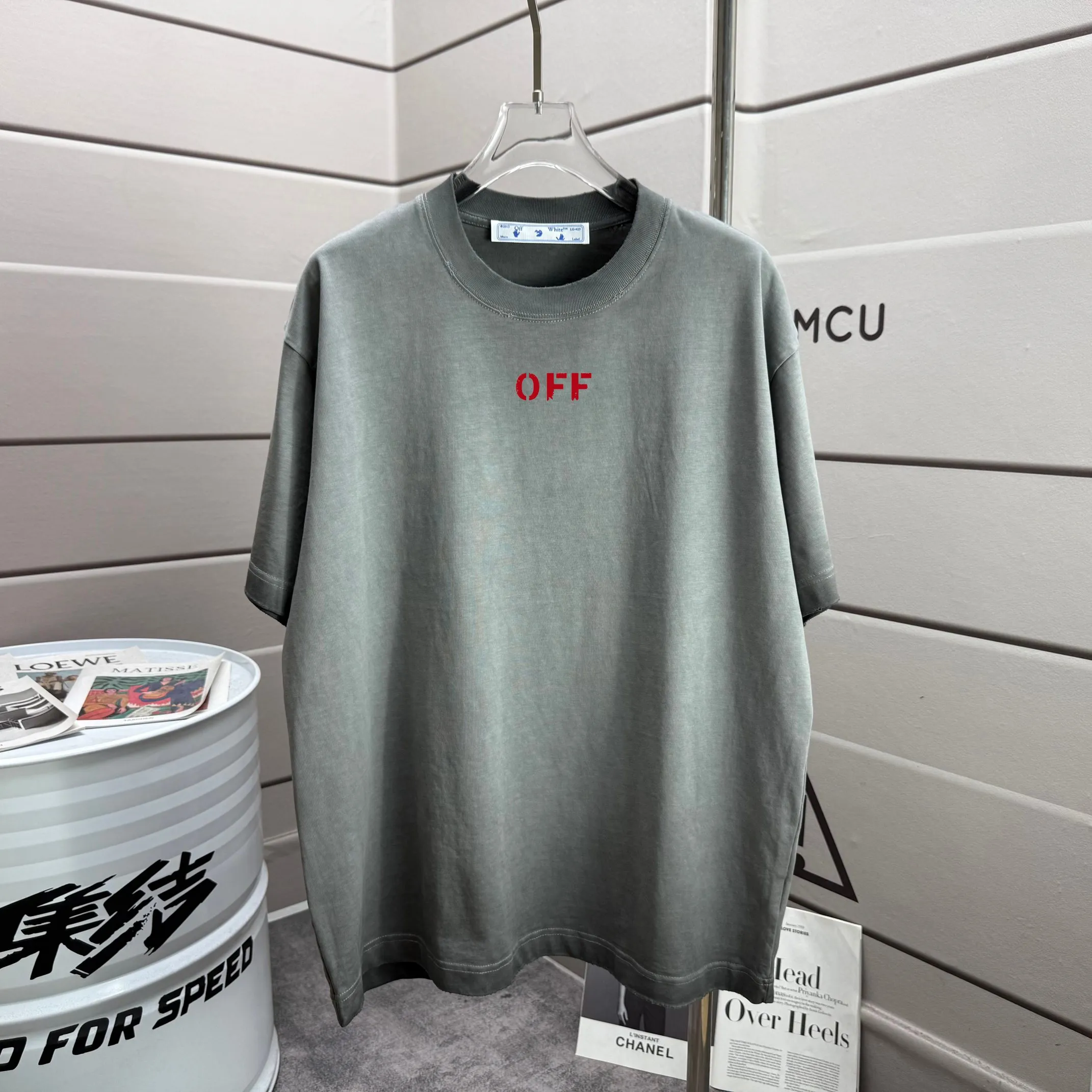 # OFF 2026 Spring and Summer New Arrival Washed and worn 320g round neck short-sleeved tee for men and women Same Style loose version Color: Washed black Washed white Washed gray Brown Size: S M L XL XXL Size: S (90-130 pounds) M (120-150 pounds) L (140-165 pounds) (180-210 pounds)