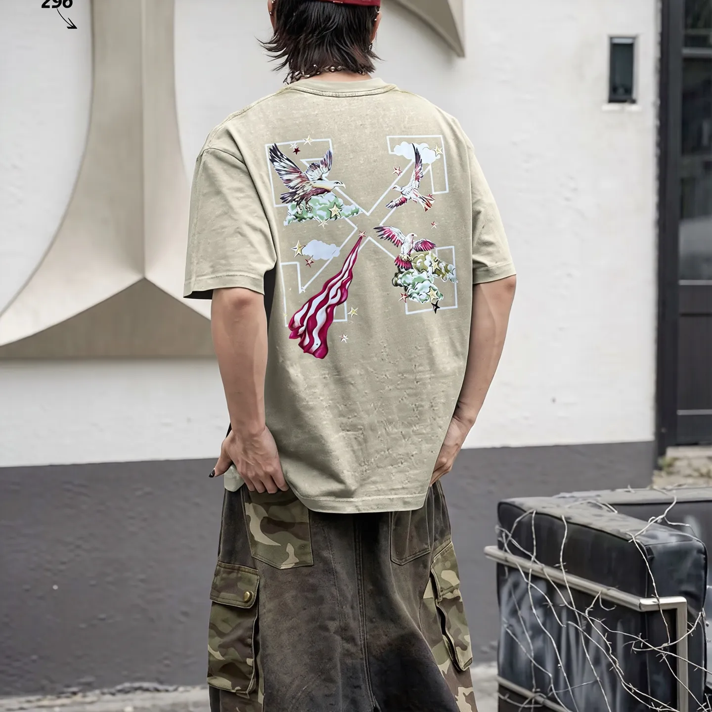 "𝙉𝙚𝙬⚜️off" 2026 Spring and Summer New Arrival short-sleeved T-shirt, 32 counts of 275g double yarn cotton, old washed and fried snowflake print Color: Orange Black Taro Purple Apricot Sizes: S M L XL XXL
