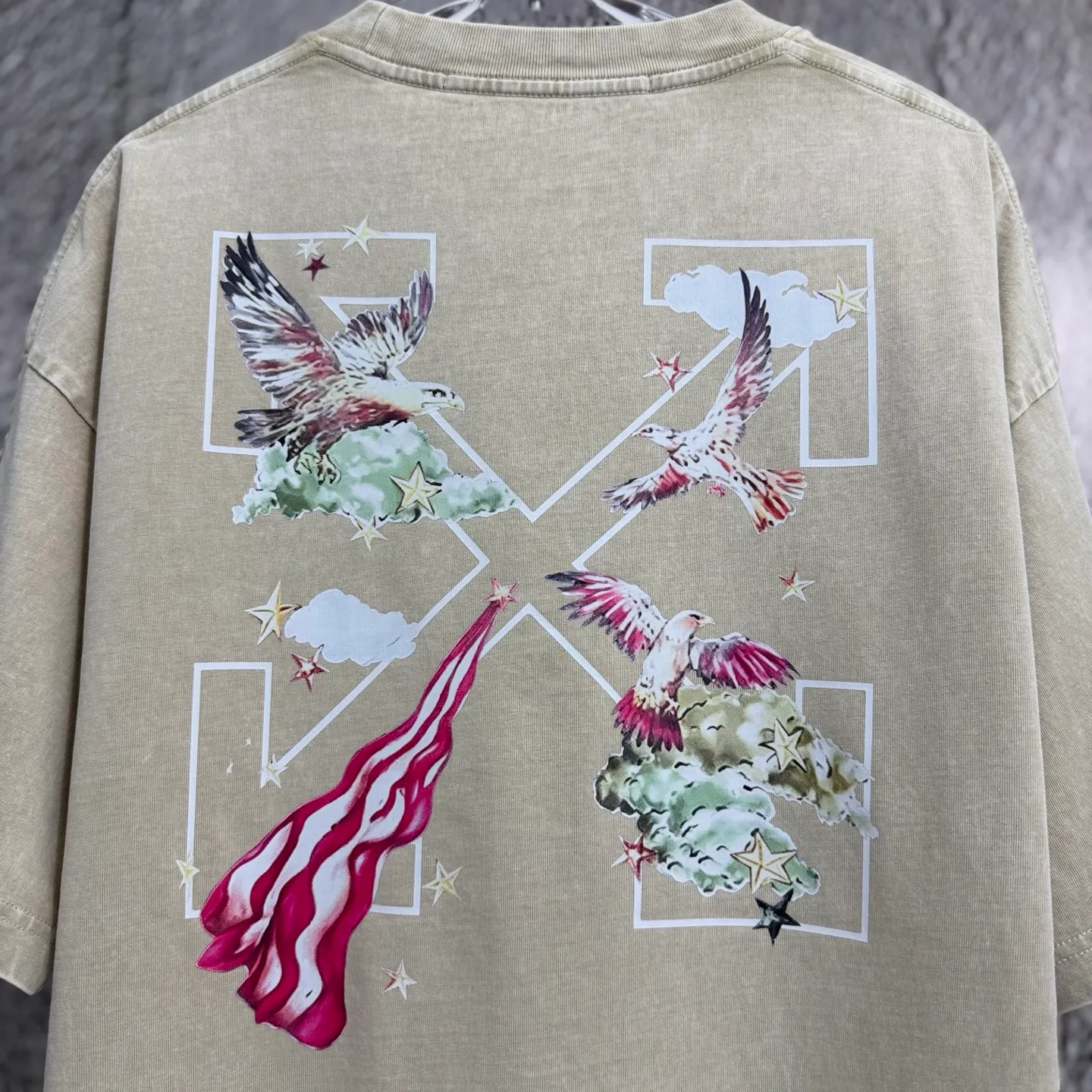 "𝙉𝙚𝙬⚜️off" 2026 Spring and Summer New Arrival short-sleeved T-shirt, 32 counts of 275g double yarn cotton, old washed and fried snowflake print Color: Orange Black Taro Purple Apricot Sizes: S M L XL XXL