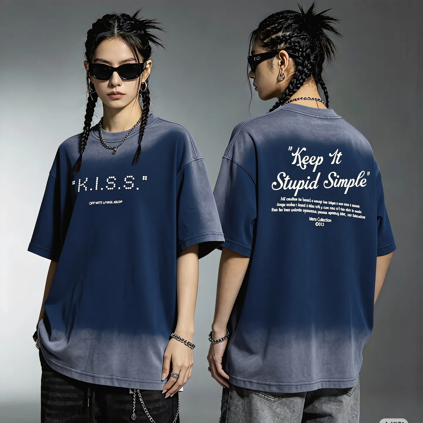 "𝙉𝙚𝙬⚜️off" 2026 Spring and Summer New Arrival short-sleeved T-shirt 32 count 275g heavy double yarn cotton, old washed gradient print Color: Black Green Royal Blue Sizes: S M L XL XXL