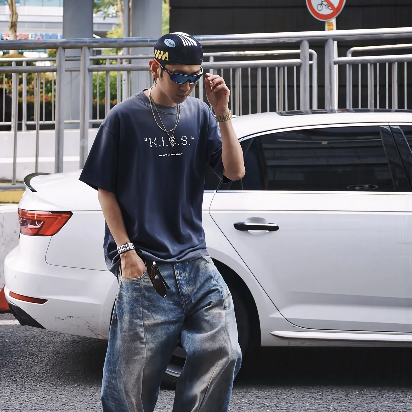"𝙉𝙚𝙬⚜️off" 2026 Spring and Summer New Arrival short-sleeved T-shirt 32 count 275g heavy double yarn cotton, old washed gradient print Color: Black Green Royal Blue Sizes: S M L XL XXL