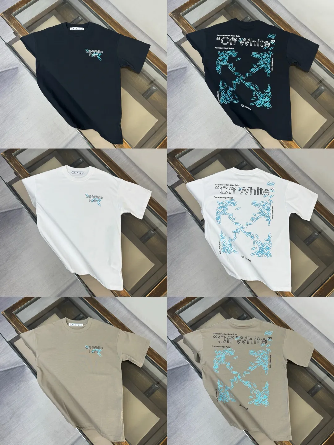 OFF-WHITE Couple style round neck short-sleeved T-shirt~ XS S M L