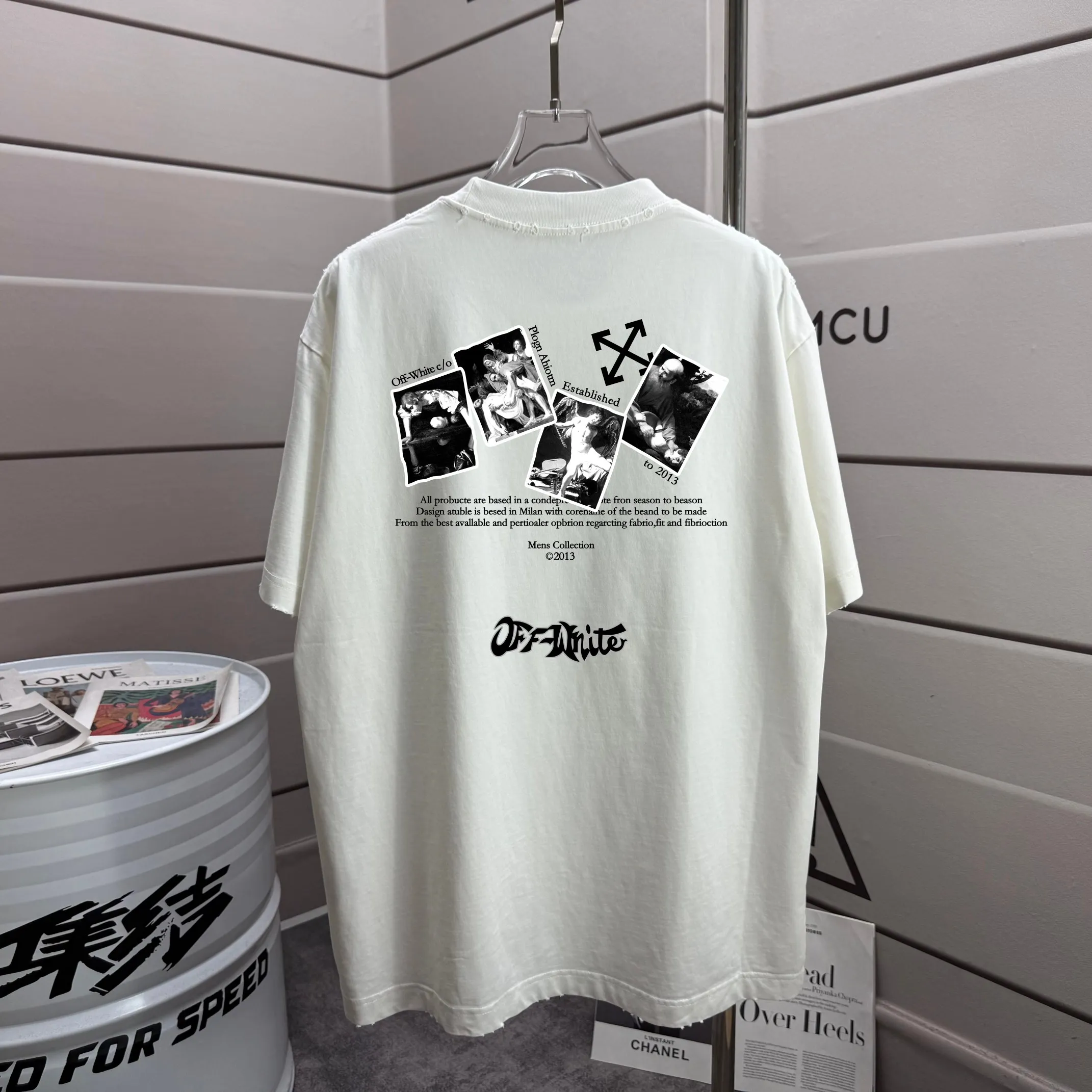 # OFF 2026 Spring and Summer New Arrival Washed and worn 320g round neck short-sleeved tee for men and women Same Style loose version Color: Washed black Washed white Washed gray Brown Size: S M L XL XXL Size: S (90-130 pounds) M (120-150 pounds) L (140-165 pounds) (180-210 pounds)