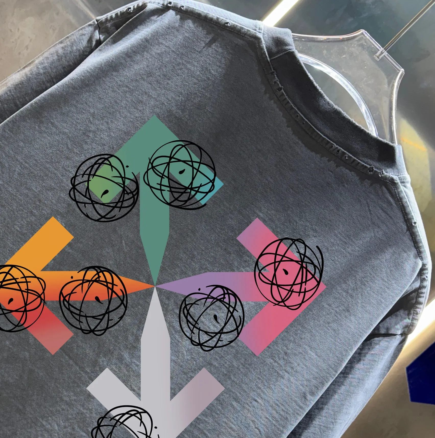 OFF-white/2026 Spring/Summer New Arrival Washed and worn 320g round neck short-sleeved tee, same style loose version for men and women, hangtag, collar label, wash mark, complete with three labels Color: Washed black, Washed white, Washed gray, Brown Size: S M L XL XXL