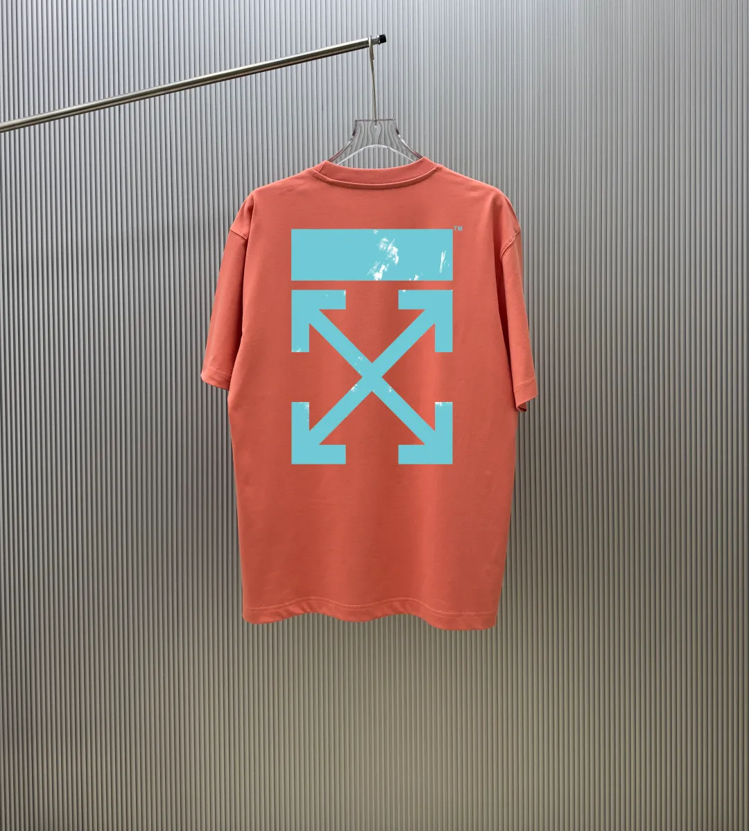 85💰 (Strictly control Quality) Style: off-white short-sleeved T-shirt Fabric: 300g double yarn 100% cotton Rib: 320g Sorona 1*1 trendy brand Technology: Printing Color: White Pink Red Night Blue Orange Black Size: M-4XL No gender distinction Men and women Same Style