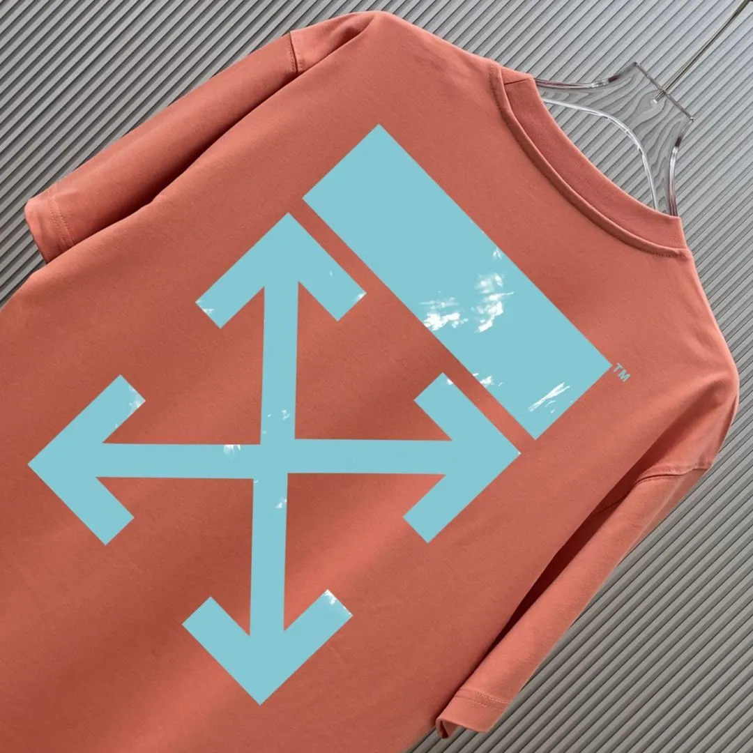 85💰 (Strictly control Quality) Style: off-white short-sleeved T-shirt Fabric: 300g double yarn 100% cotton Rib: 320g Sorona 1*1 trendy brand Technology: Printing Color: White Pink Red Night Blue Orange Black Size: M-4XL No gender distinction Men and women Same Style