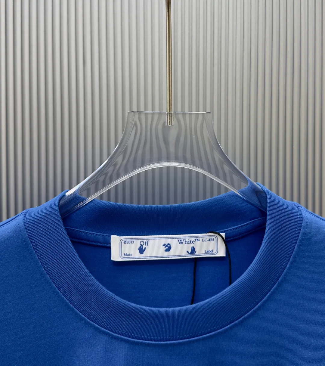 85💰 (Strictly control Quality) Style: off-white short-sleeved T-shirt Fabric: 300g double yarn 100% cotton Rib: 320g Sorona 1*1 trendy brand Process: Printing Color: White Pink Blue Cool Blue Floral Gray Black Size: M-4XL No gender distinction Men and women Same Style