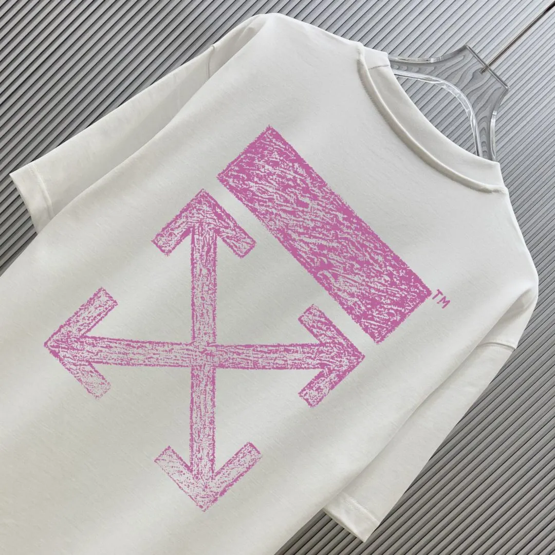 85💰 (Strictly control Quality) Style: off-white short-sleeved T-shirt Fabric: 300g double yarn 100% cotton Rib: 320g Sorona 1*1 trendy brand Process: Printing Color: White Cool Blue Pink Gray Black Size: M-4XL No gender distinction Men and women Same Style