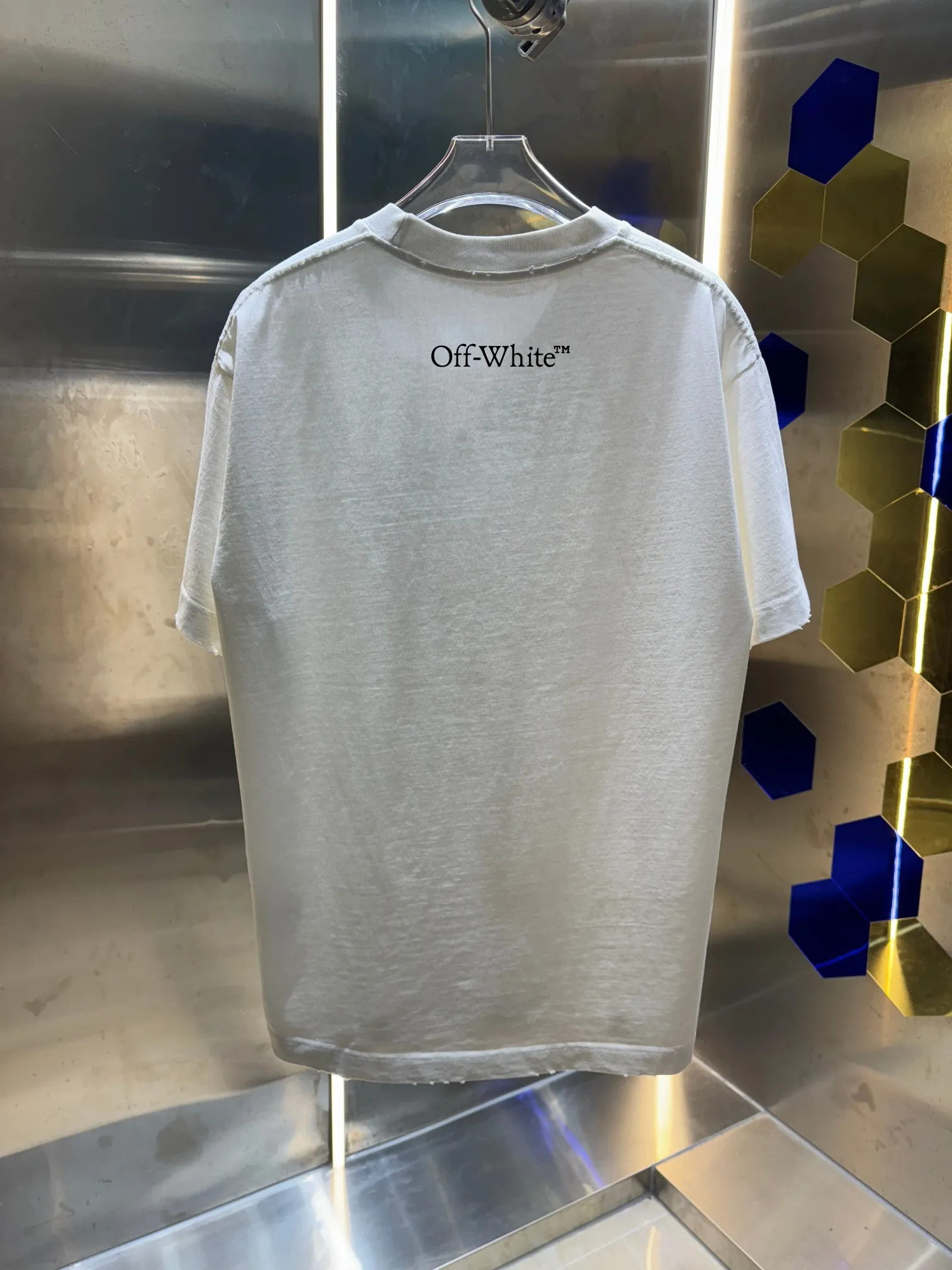OFF-white/2026 Spring/Summer New Arrival Washed and worn 320g round neck short-sleeved tee, same style loose version for men and women, hangtag, collar label, wash mark, complete with three labels Color: Washed black, Washed white, Washed gray, Washed brown, Washed green Size: S M L XL XXL