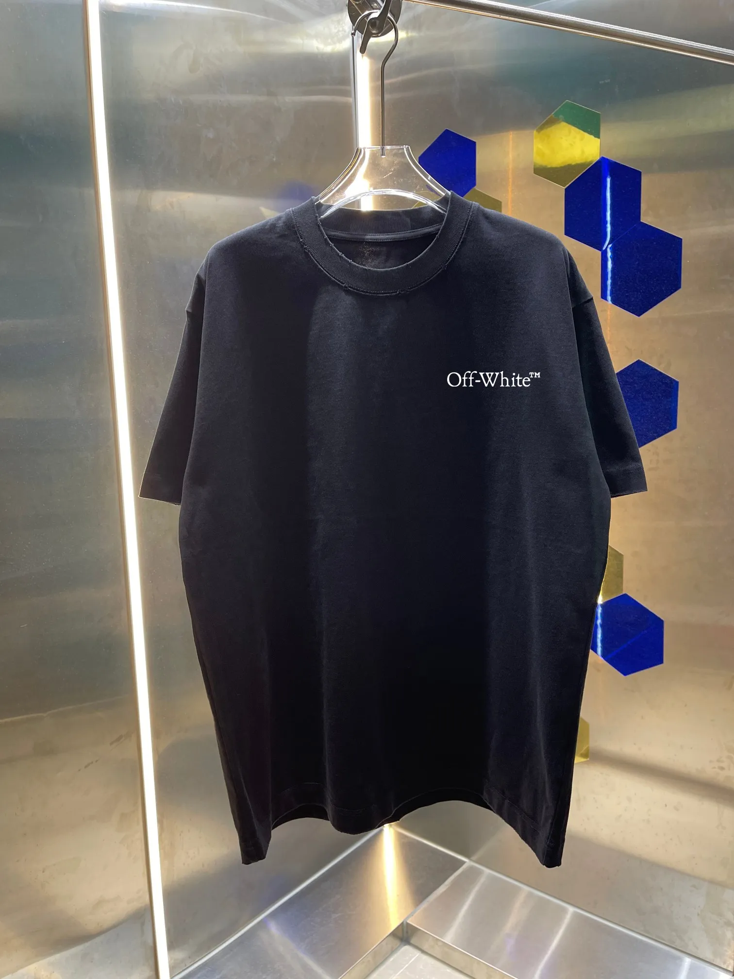 OFF-white/2026 Spring/Summer New Arrival Washed and worn 320g round neck short-sleeved tee Men and women Same Style Loose version Hang tag Collar label Washed mark Complete with three labels Color: Washed black Washed white Washed gray Washed green Washed red Size: S M L XL XXL ​​